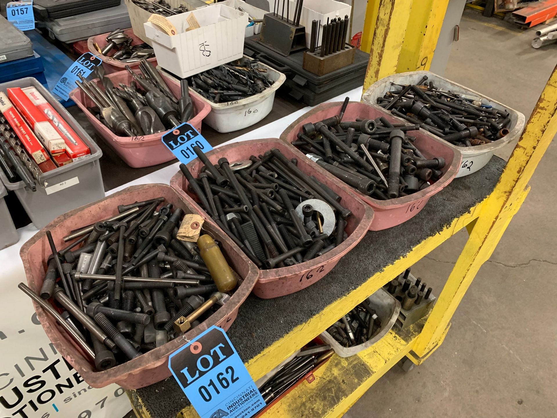 (LOT) MISC. HOLD DOWN TOOLING (CART & CONTENTS)