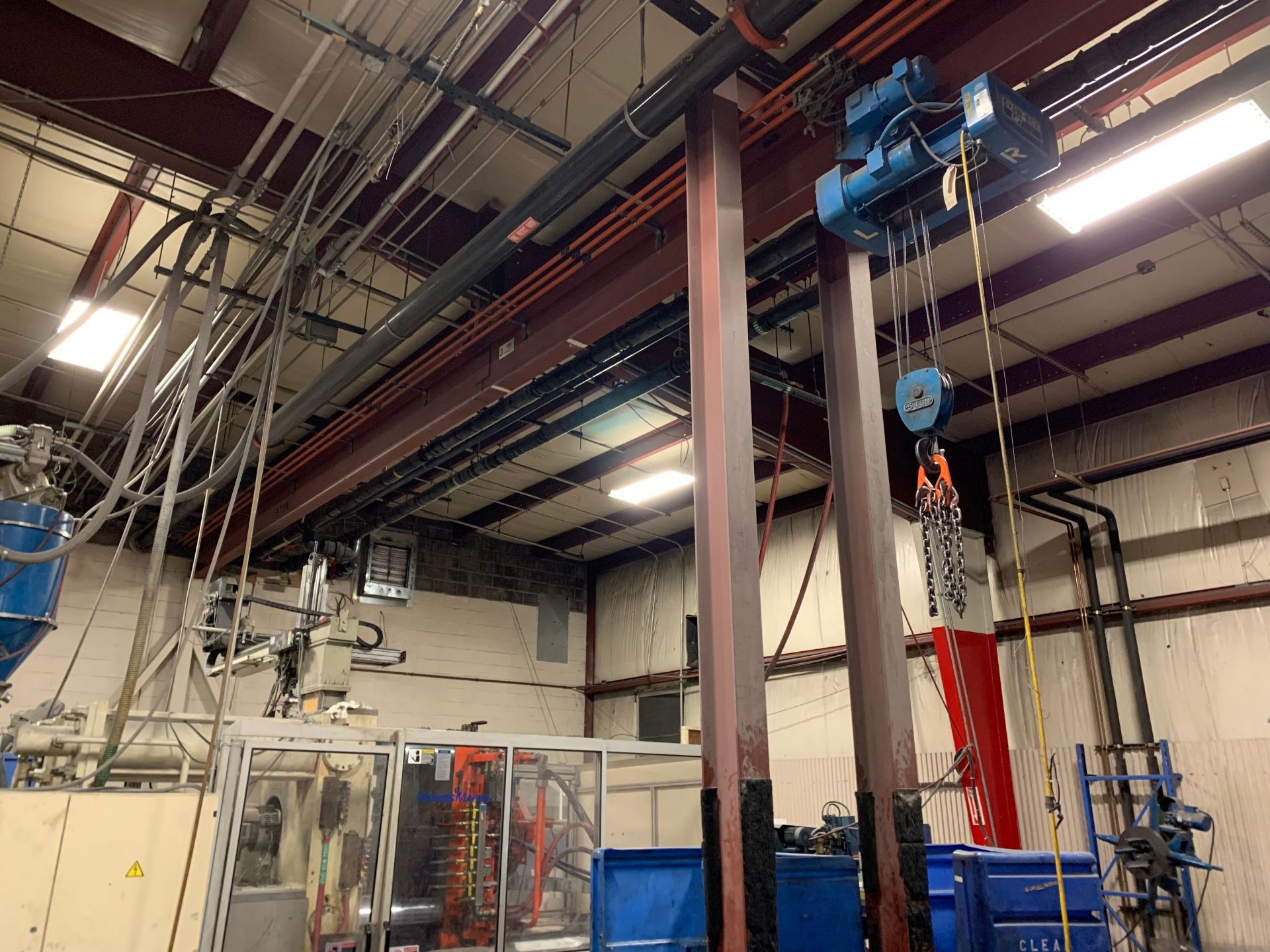 5 TON X 75' LONG FREE-STANDING MONORAIL CRANE SYSTEM W/ 5 TON SHAW BOX LIFT TECH PENDANT CONTROL - Image 2 of 8