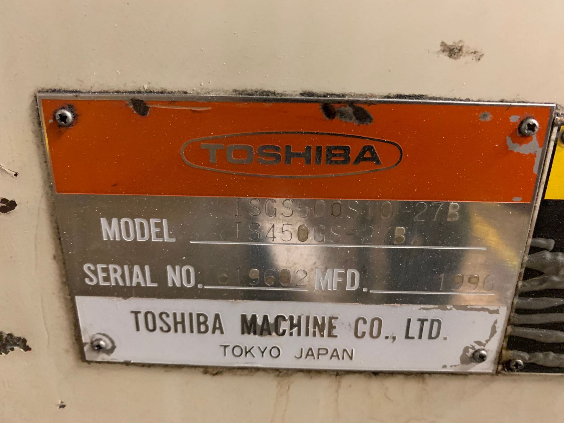 500 TON X 62.8 OZ. TOSHIBA MODEL ISGS500S10-27B HYDRAULIC CLAMP PLASTIC INJECTION MOLDING MACHINE; - Image 11 of 11