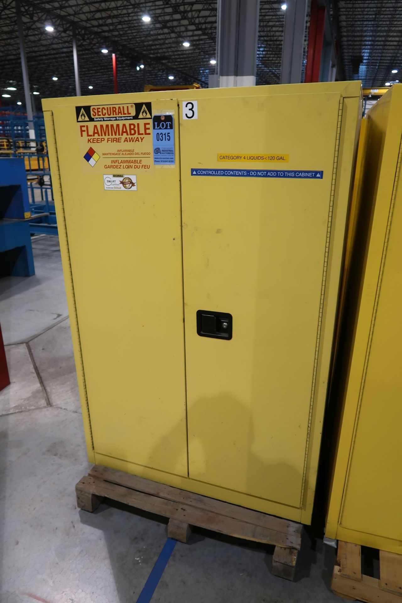 90 GALLON CAPACITY SECURALL MODEL A190 FLAMMABLE LIQUID STORAGE CABINET