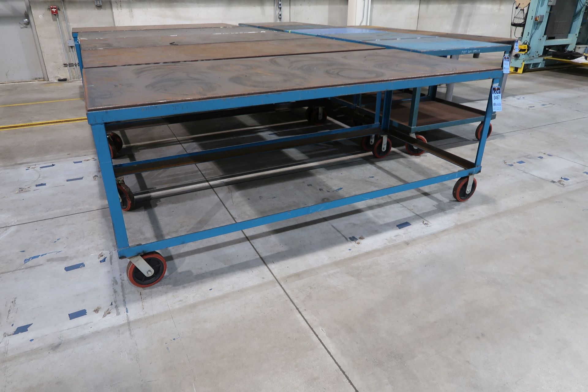 44" X 96" X 38-1/2" HIGH X 1/2" THICK STEEL TOP PLATE PORTABLE STEEL FRAME TABLES - Image 2 of 2
