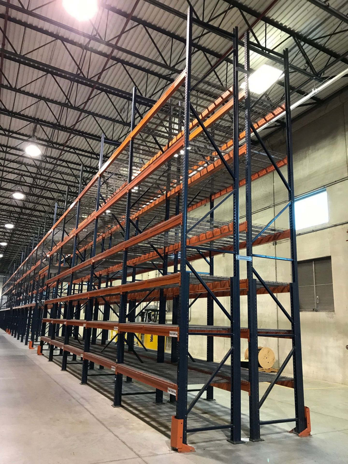 SECTIONS 60" X 108" X 288" TEARDROP TYPE ADJUSTABLE BEAM PALLET RACK WITH WIRE DECKING, 6" HIGH - Image 15 of 16