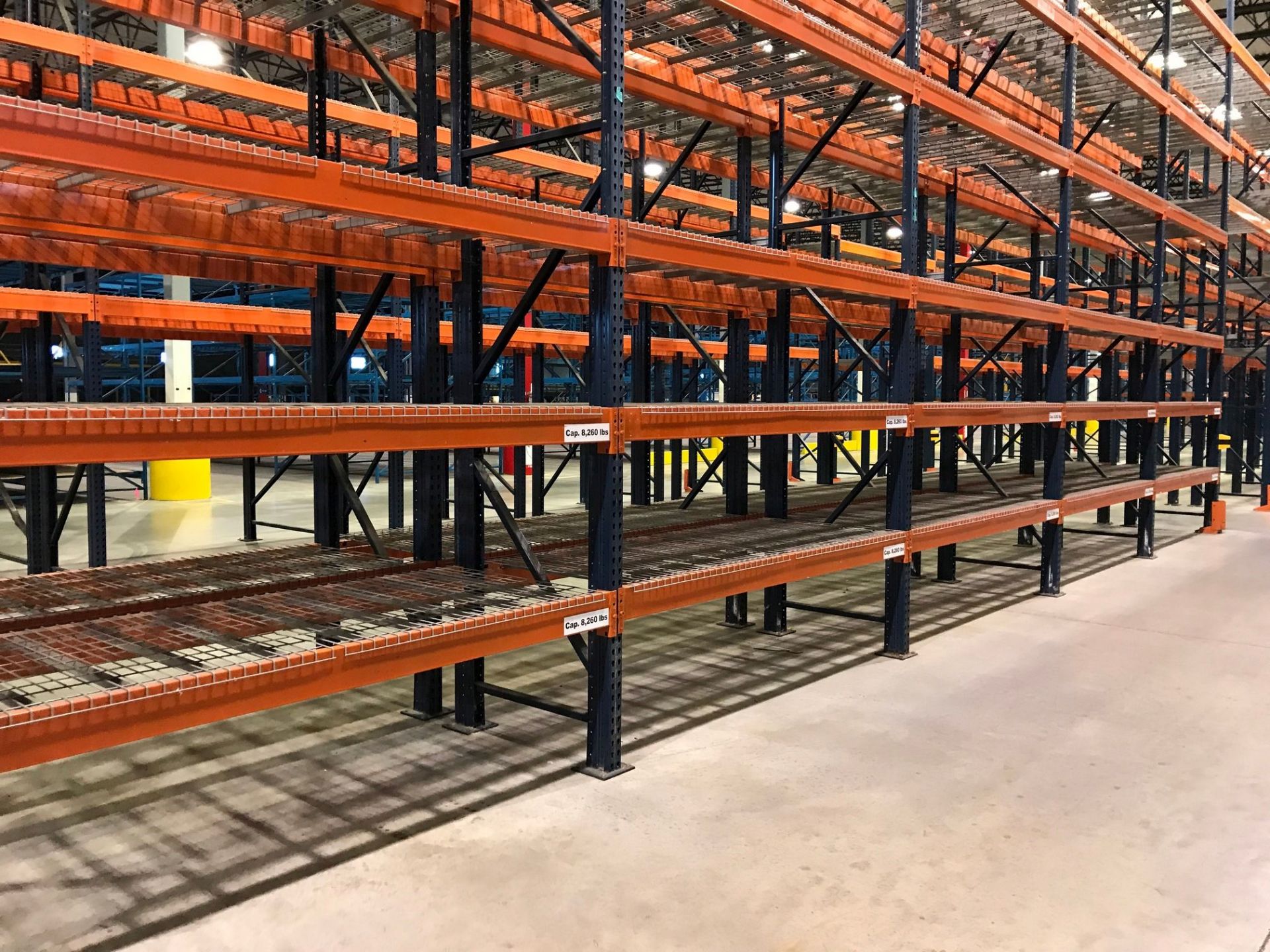 SECTIONS 60" X 108" X 288" TEARDROP TYPE ADJUSTABLE BEAM PALLET RACK WITH WIRE DECKING, 6" HIGH - Image 14 of 14
