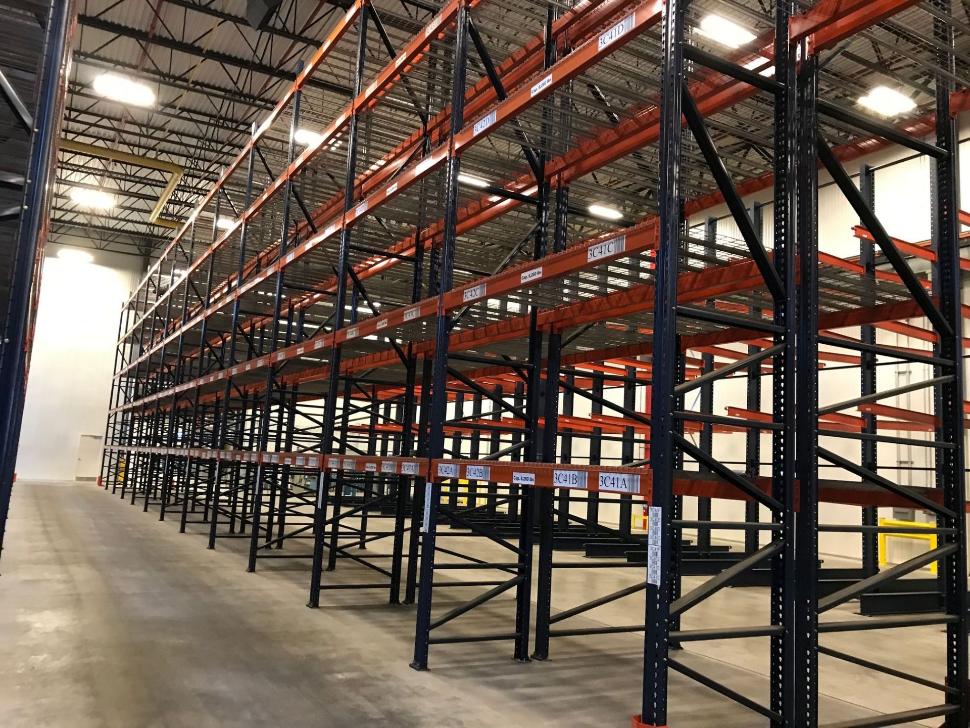 SECTIONS 108" LONG X 42" WIDE X 288" HIGH TEARDROP TYPE ADJUSTABLE BEAM PALLET RACK WITH WIRE - Image 8 of 8