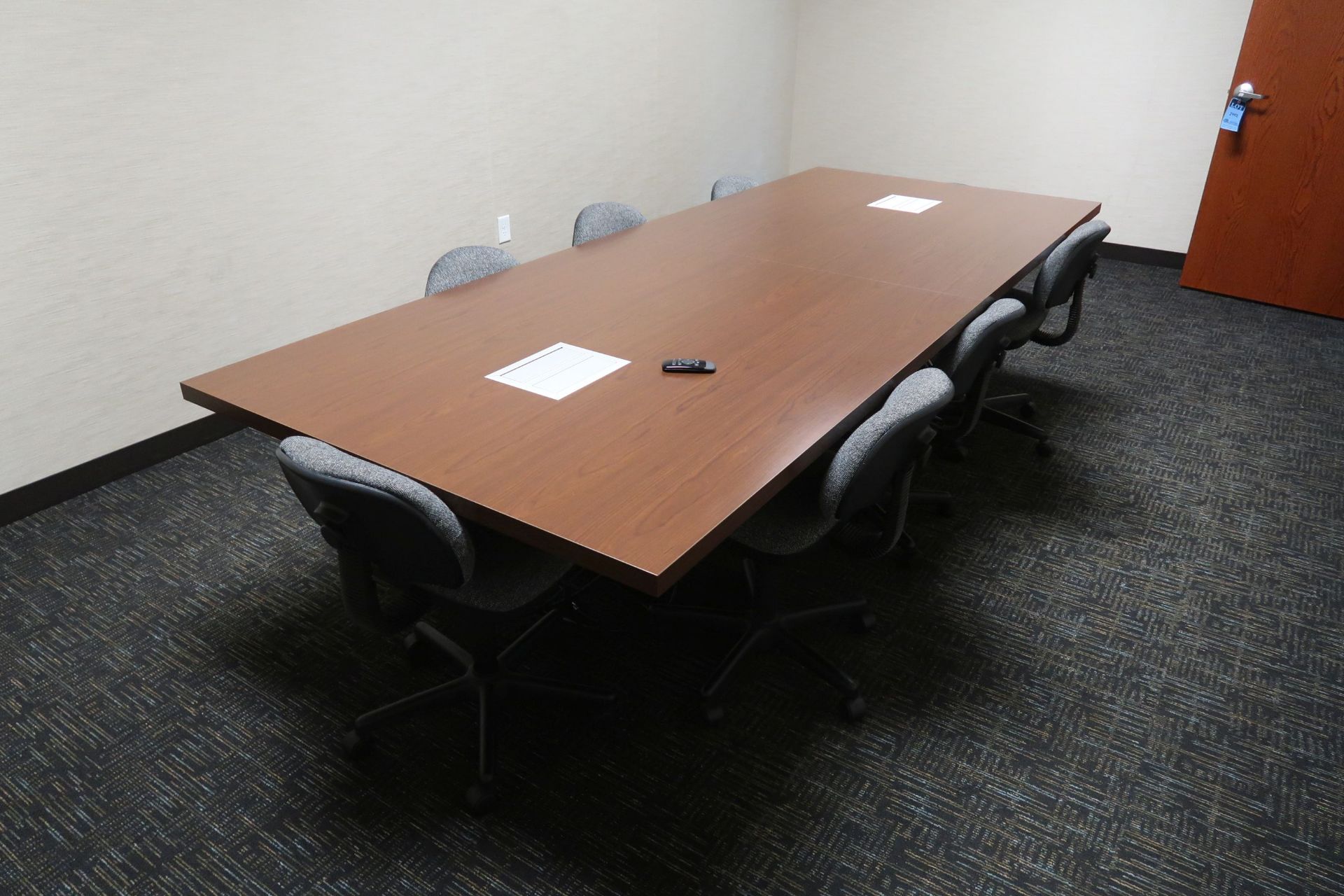 (LOT) CONTENTS OFFICE; 4' X 10' CONFERENCE TABLE, (8) CHAIRS, 54" SONY TV **NOTHING AFFIXED** - Image 5 of 5