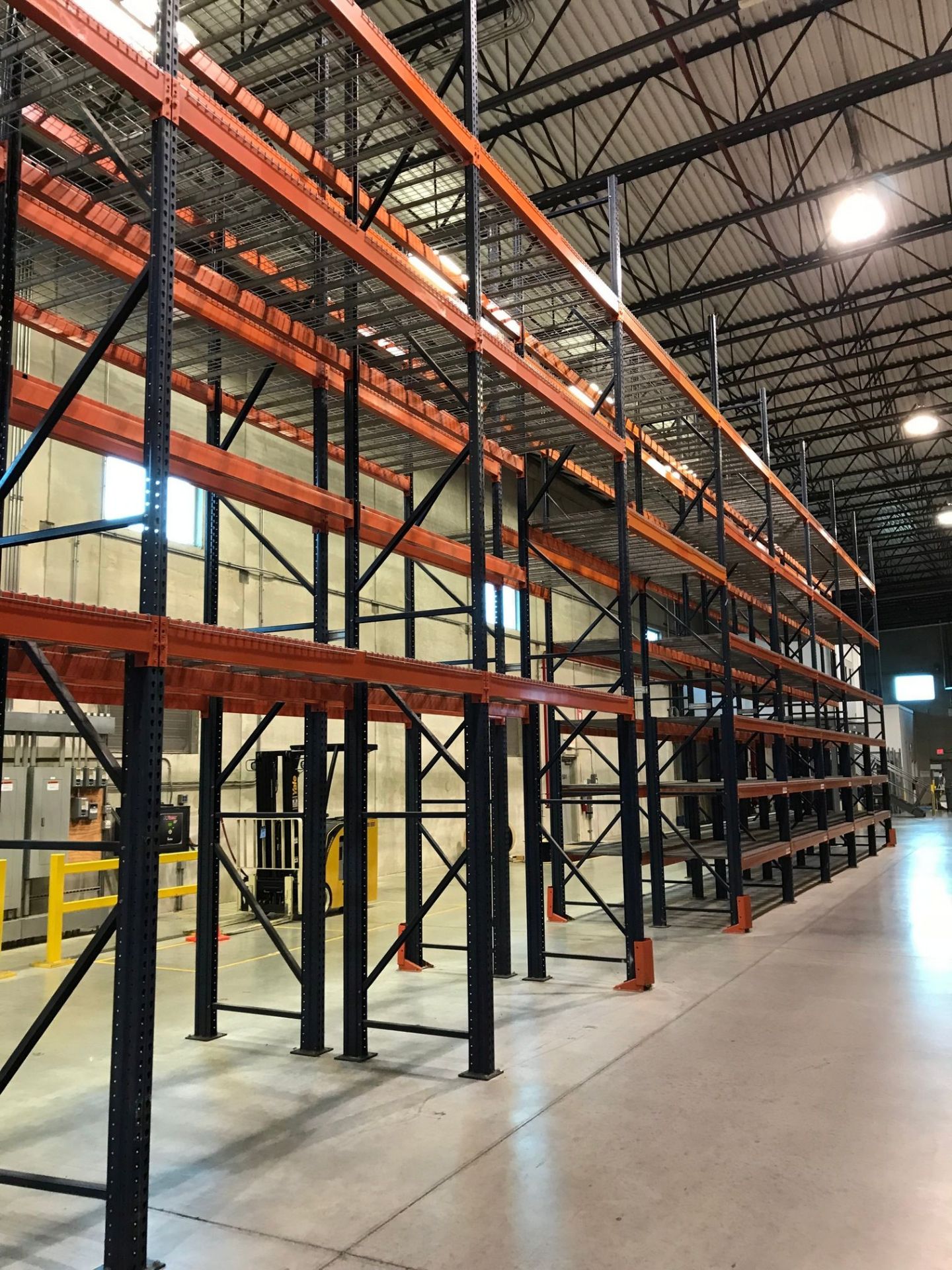 SECTIONS 60" X 108" X 288" TEARDROP TYPE ADJUSTABLE BEAM PALLET RACK WITH WIRE DECKING, 6" HIGH - Image 11 of 16