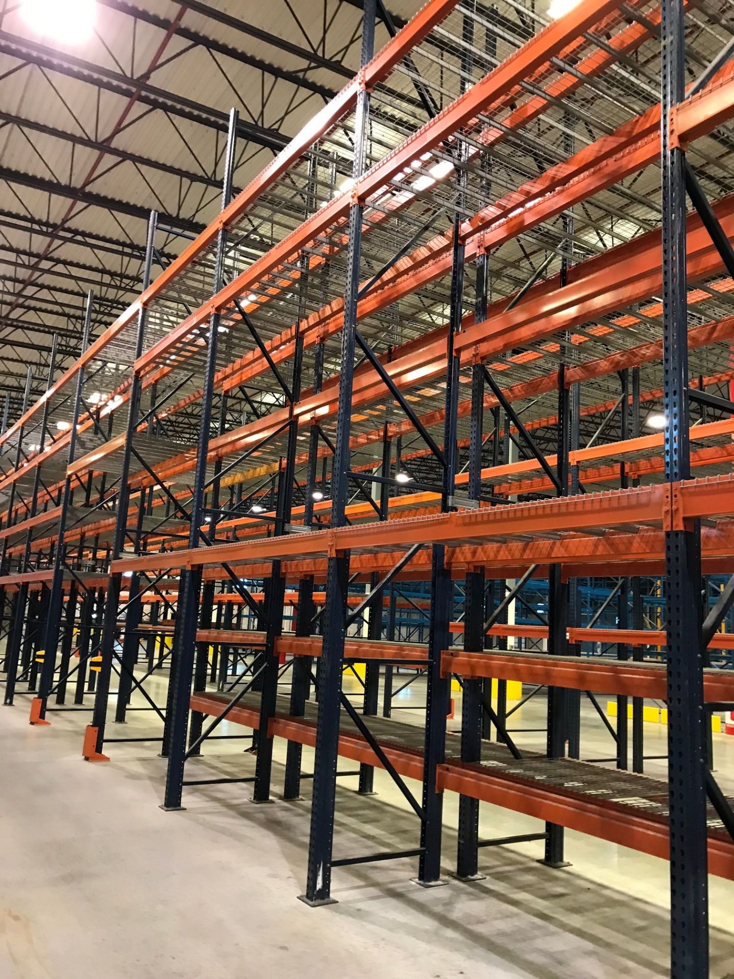 SECTIONS 60" X 108" X 288" TEARDROP TYPE ADJUSTABLE BEAM PALLET RACK WITH WIRE DECKING, 6" HIGH - Image 6 of 14