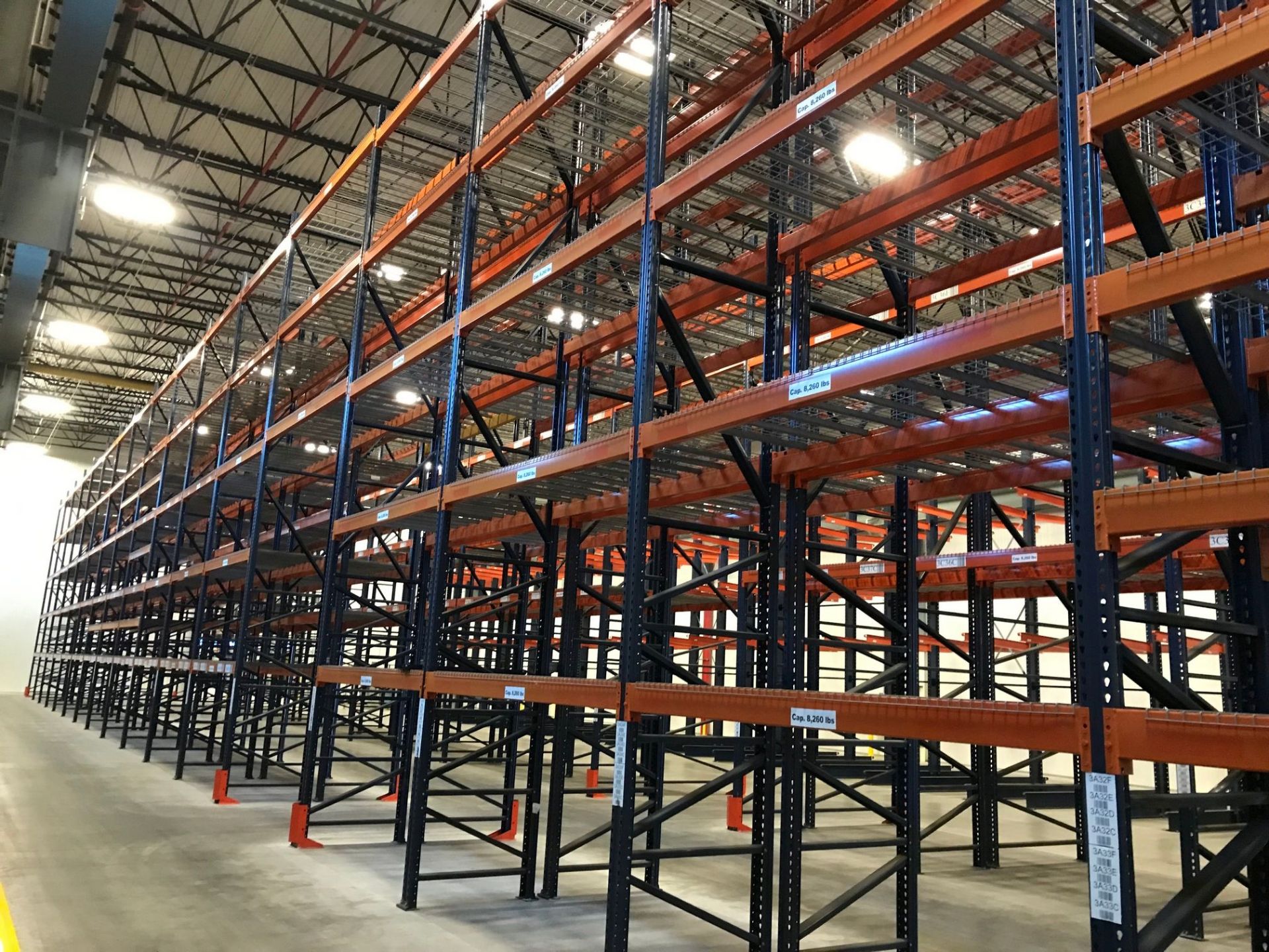 SECTIONS 108" LONG X 42" WIDE X 288" HIGH TEARDROP TYPE ADJUSTABLE BEAM PALLET RACK WITH WIRE - Image 7 of 9