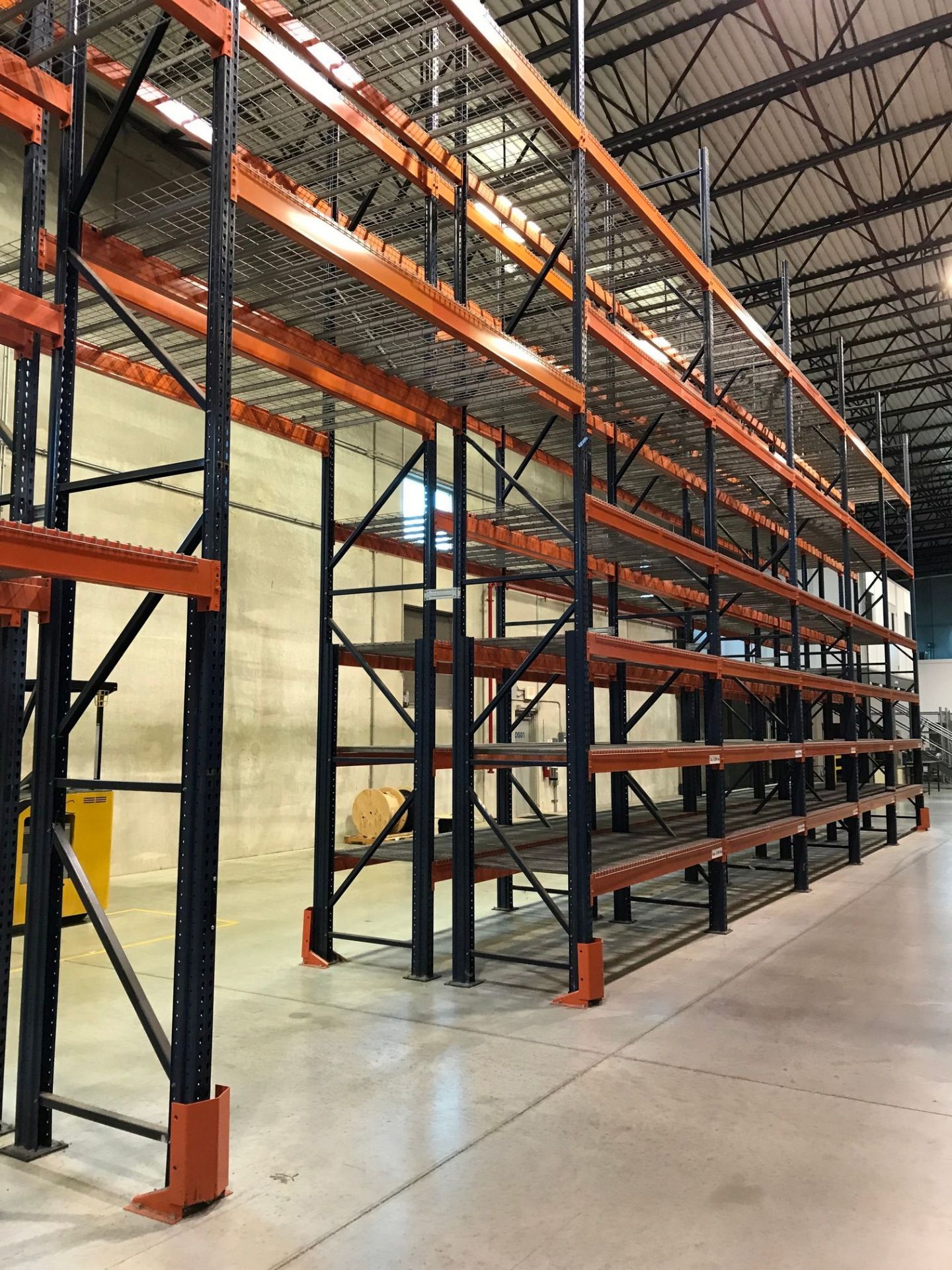 SECTIONS 60" X 108" X 288" TEARDROP TYPE ADJUSTABLE BEAM PALLET RACK WITH WIRE DECKING, 6" HIGH - Image 12 of 16