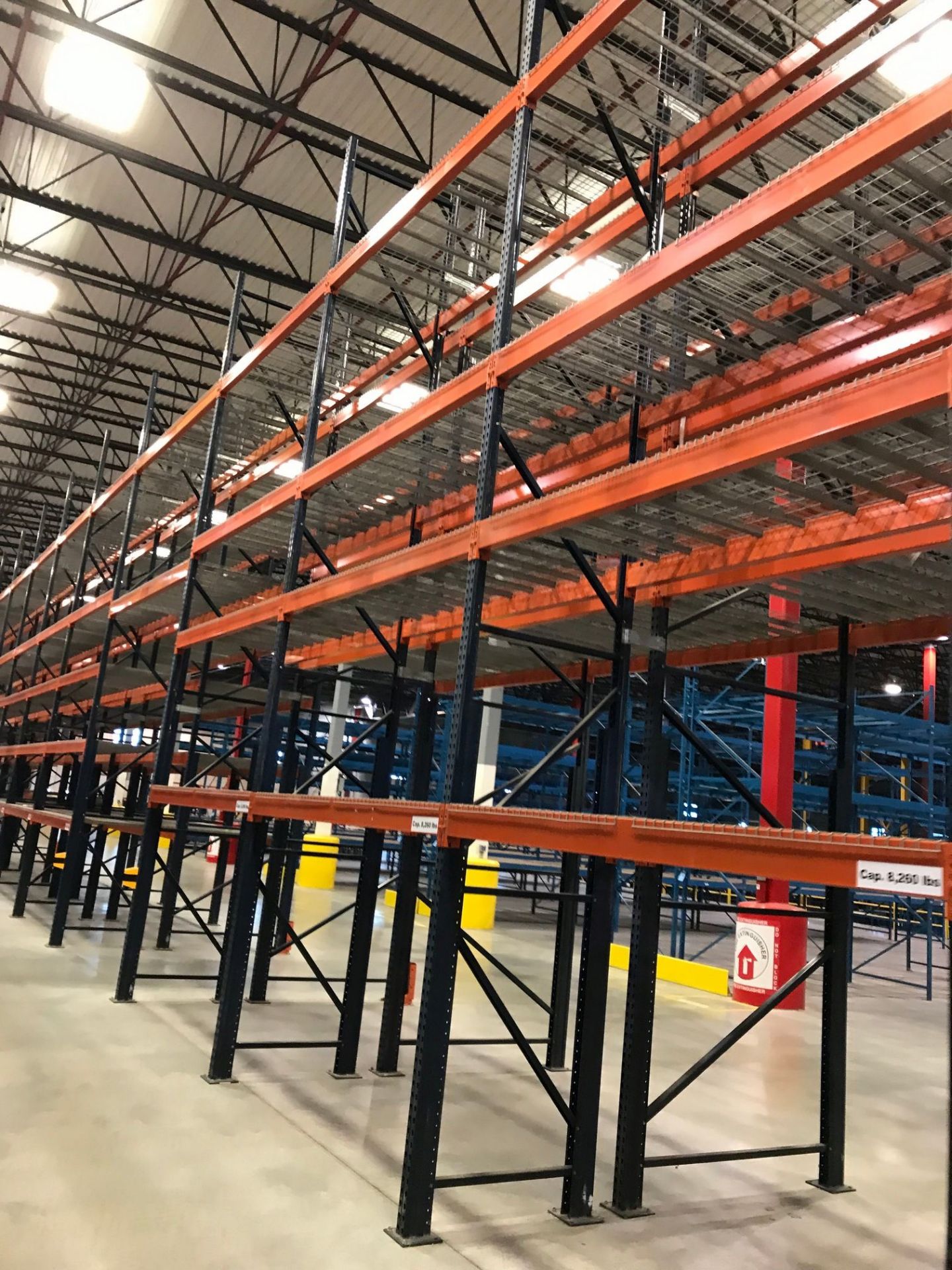 SECTIONS 60" X 108" X 288" TEARDROP TYPE ADJUSTABLE BEAM PALLET RACK WITH WIRE DECKING, 6" HIGH - Image 7 of 13