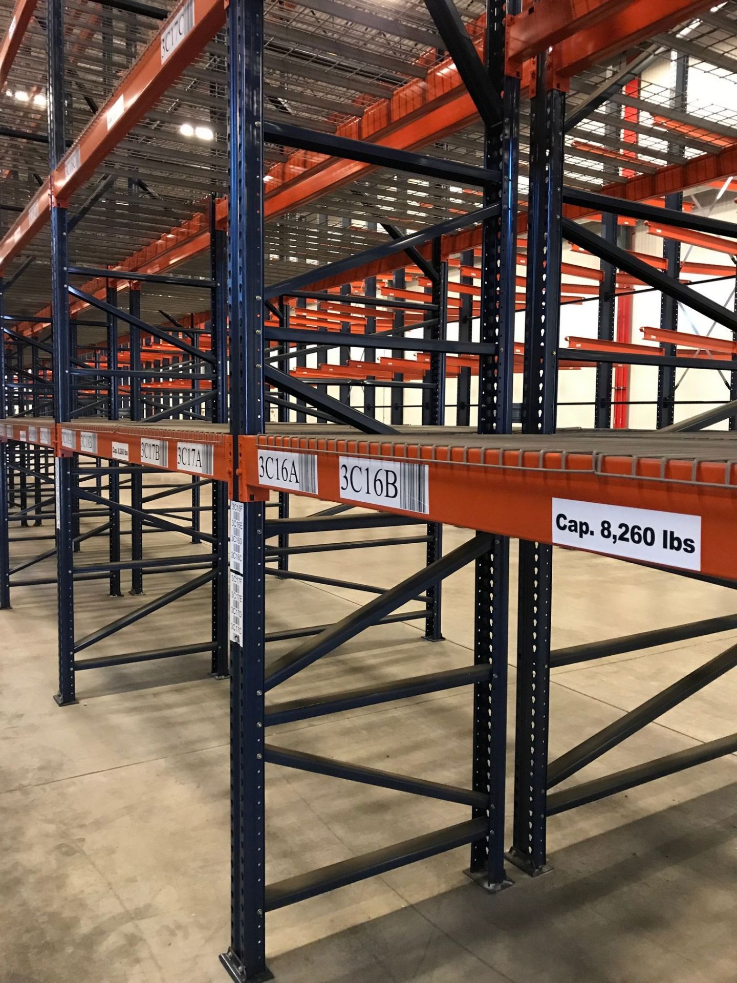 SECTIONS 108" LONG X 42" WIDE X 288" HIGH TEARDROP TYPE ADJUSTABLE BEAM PALLET RACK WITH WIRE - Image 3 of 8