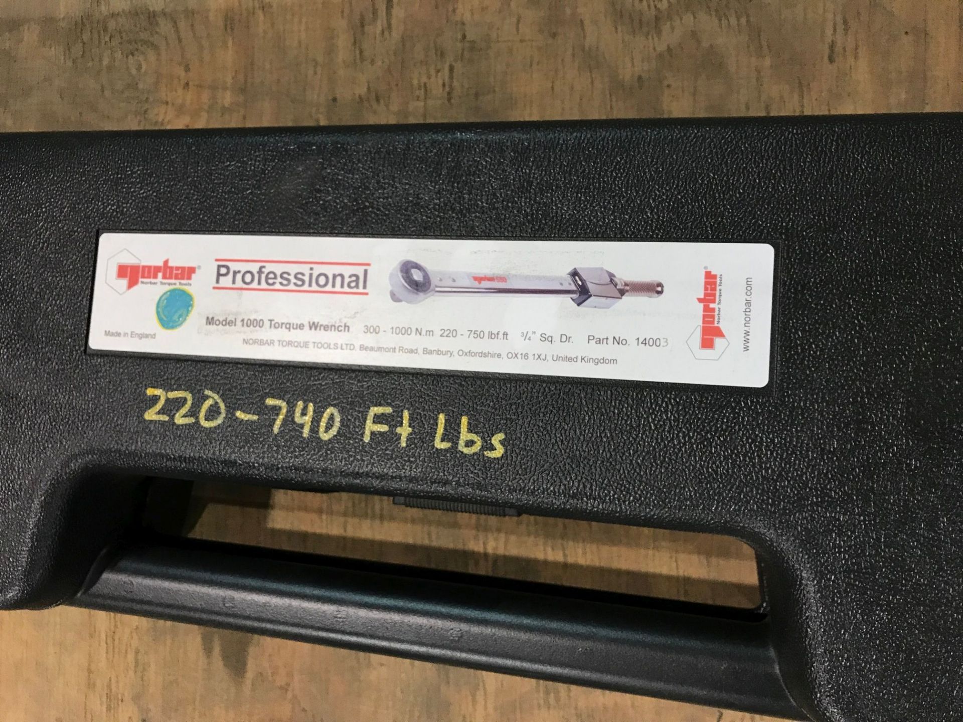 NORBAR MODEL 1000 TORQUE WRENCH, 220-780' PER LB. - Image 3 of 4