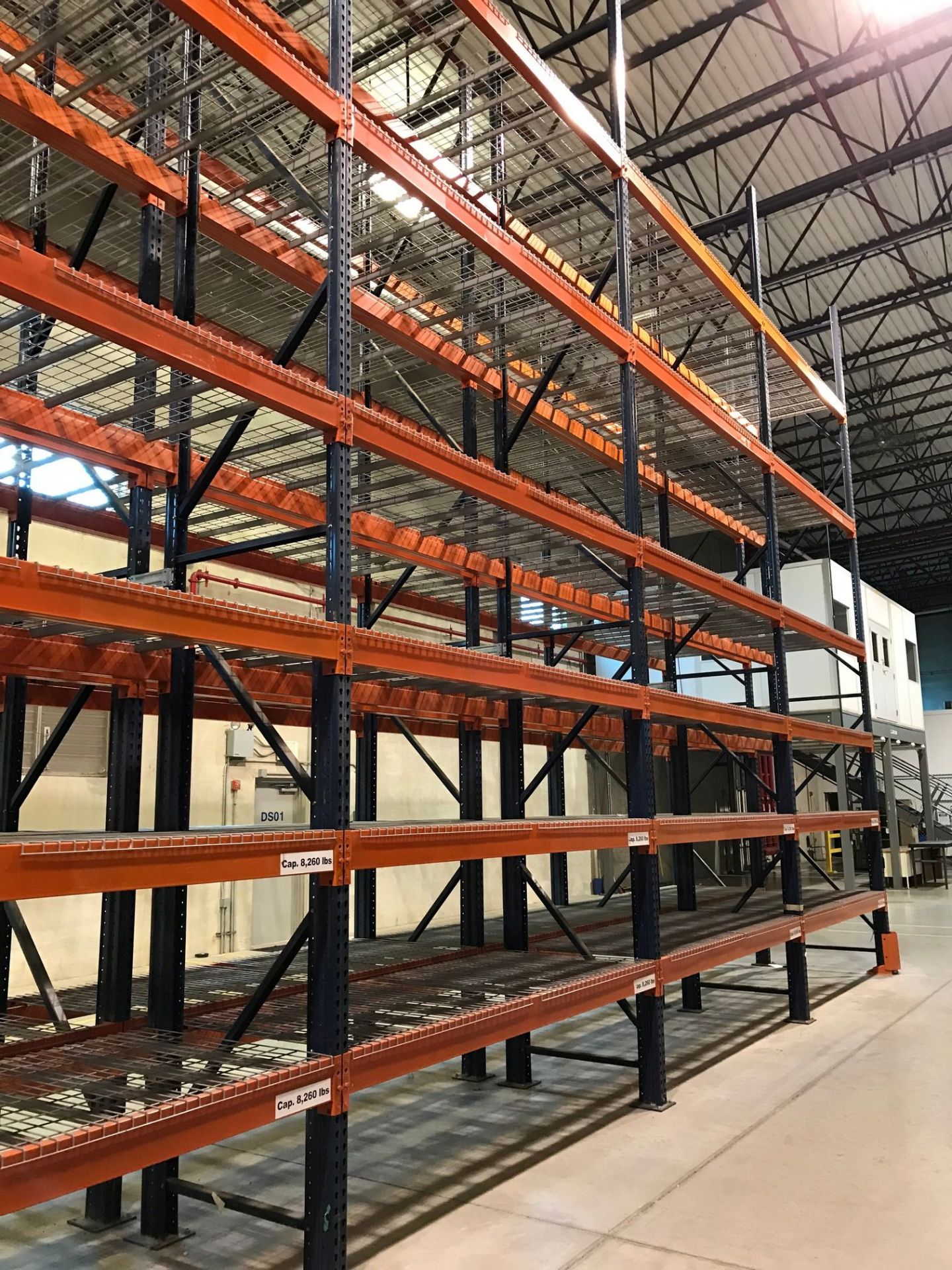 SECTIONS 60" X 108" X 288" TEARDROP TYPE ADJUSTABLE BEAM PALLET RACK WITH WIRE DECKING, 6" HIGH - Image 14 of 16
