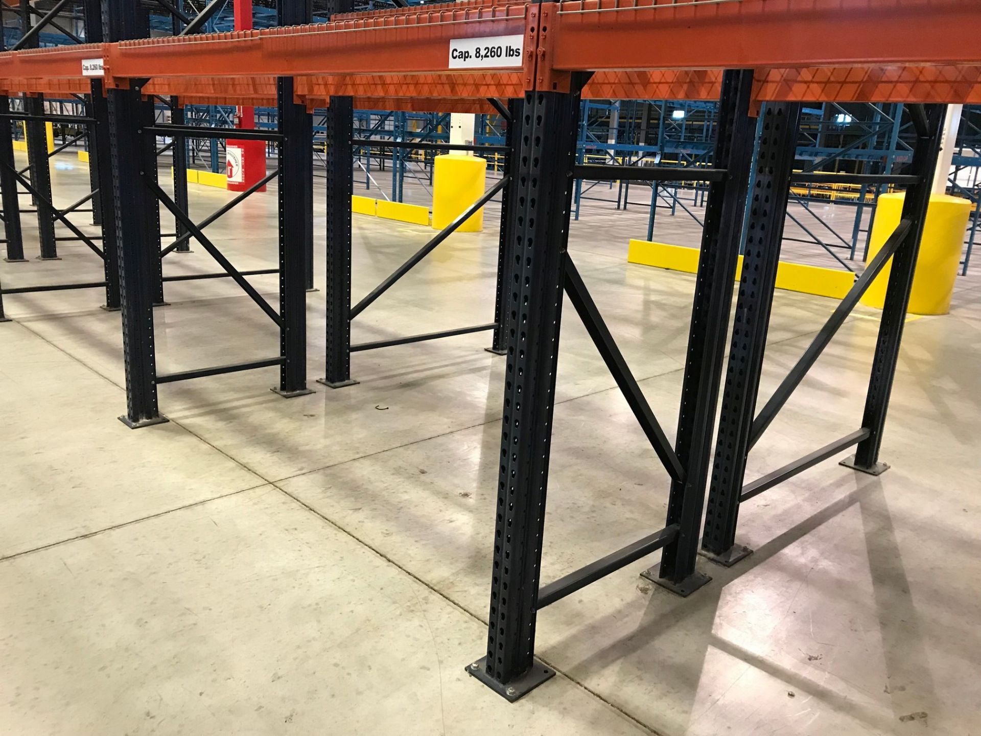 SECTIONS 60" X 108" X 288" TEARDROP TYPE ADJUSTABLE BEAM PALLET RACK WITH WIRE DECKING, 6" HIGH - Image 5 of 13