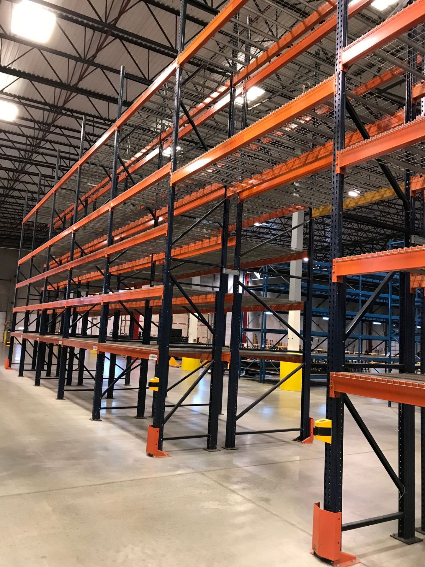 SECTIONS 60" X 108" X 288" TEARDROP TYPE ADJUSTABLE BEAM PALLET RACK WITH WIRE DECKING, 6" HIGH - Image 10 of 13