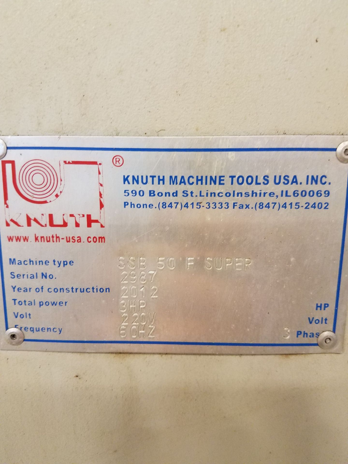 3 KW KNUTH MODEL SSB50F SUPER DRILL PRESS; S/N 2987; FA 70104 - Image 5 of 6