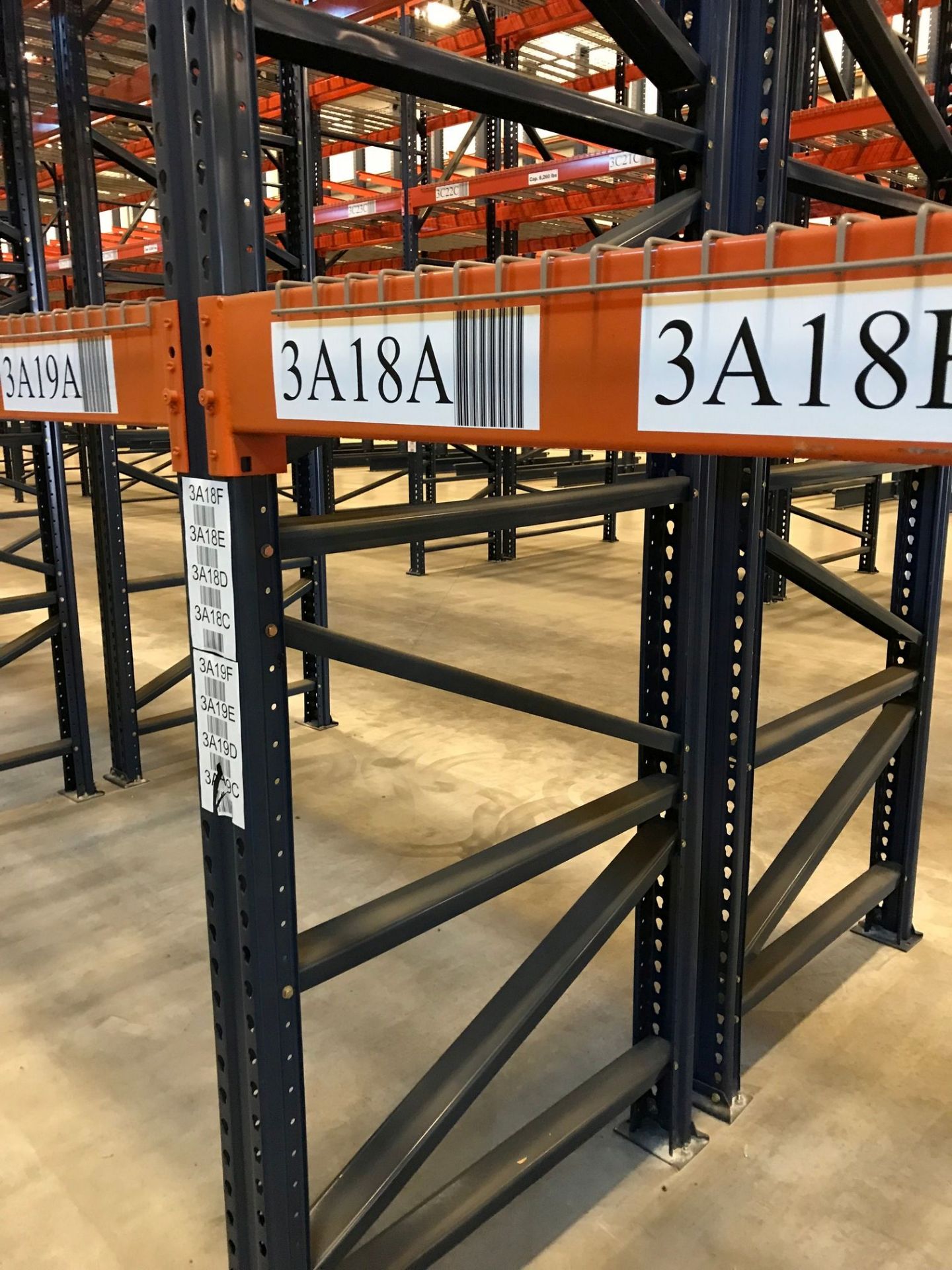 SECTIONS 108" LONG X 42" WIDE X 288" HIGH TEARDROP TYPE ADJUSTABLE BEAM PALLET RACK WITH WIRE - Image 5 of 9