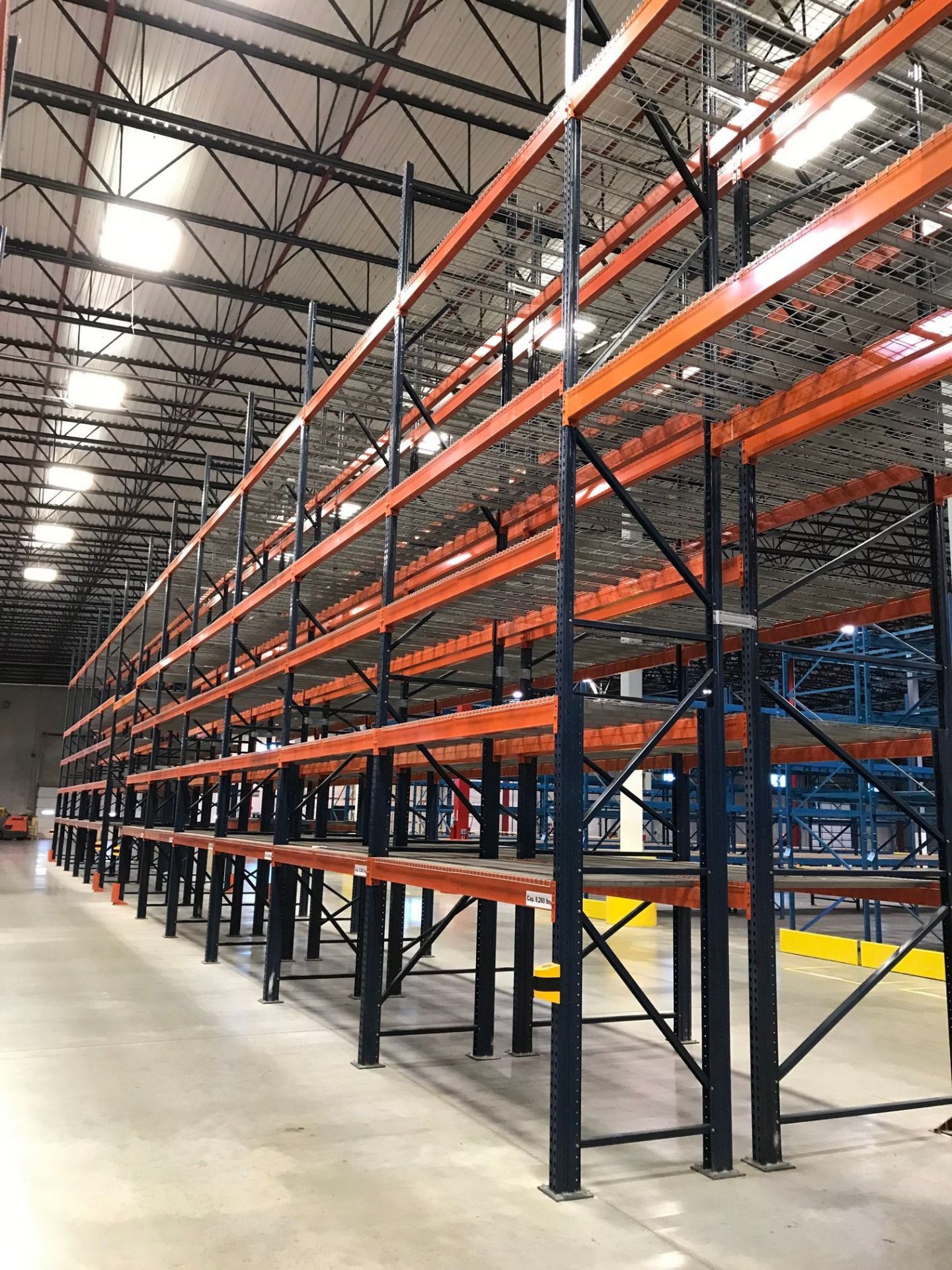 SECTIONS 60" X 108" X 288" TEARDROP TYPE ADJUSTABLE BEAM PALLET RACK WITH WIRE DECKING, 6" HIGH - Image 8 of 13