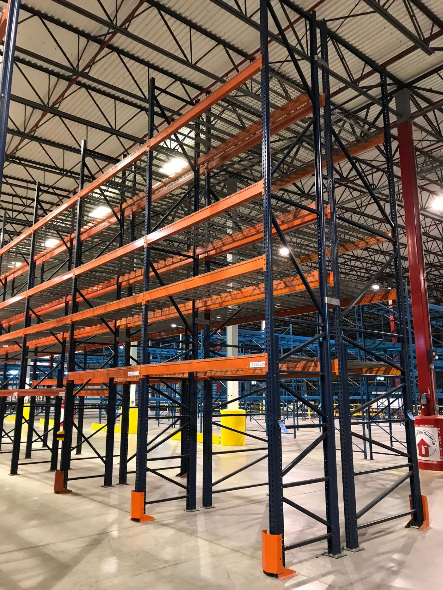 SECTIONS 60" X 108" X 288" TEARDROP TYPE ADJUSTABLE BEAM PALLET RACK WITH WIRE DECKING, 6" HIGH - Image 2 of 13