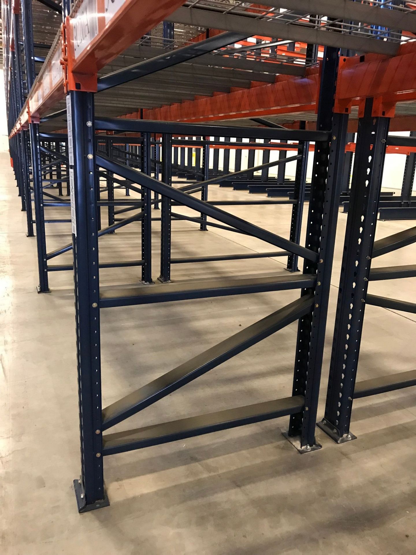 SECTIONS 108" LONG X 42" WIDE X 288" HIGH TEARDROP TYPE ADJUSTABLE BEAM PALLET RACK WITH WIRE - Image 5 of 8