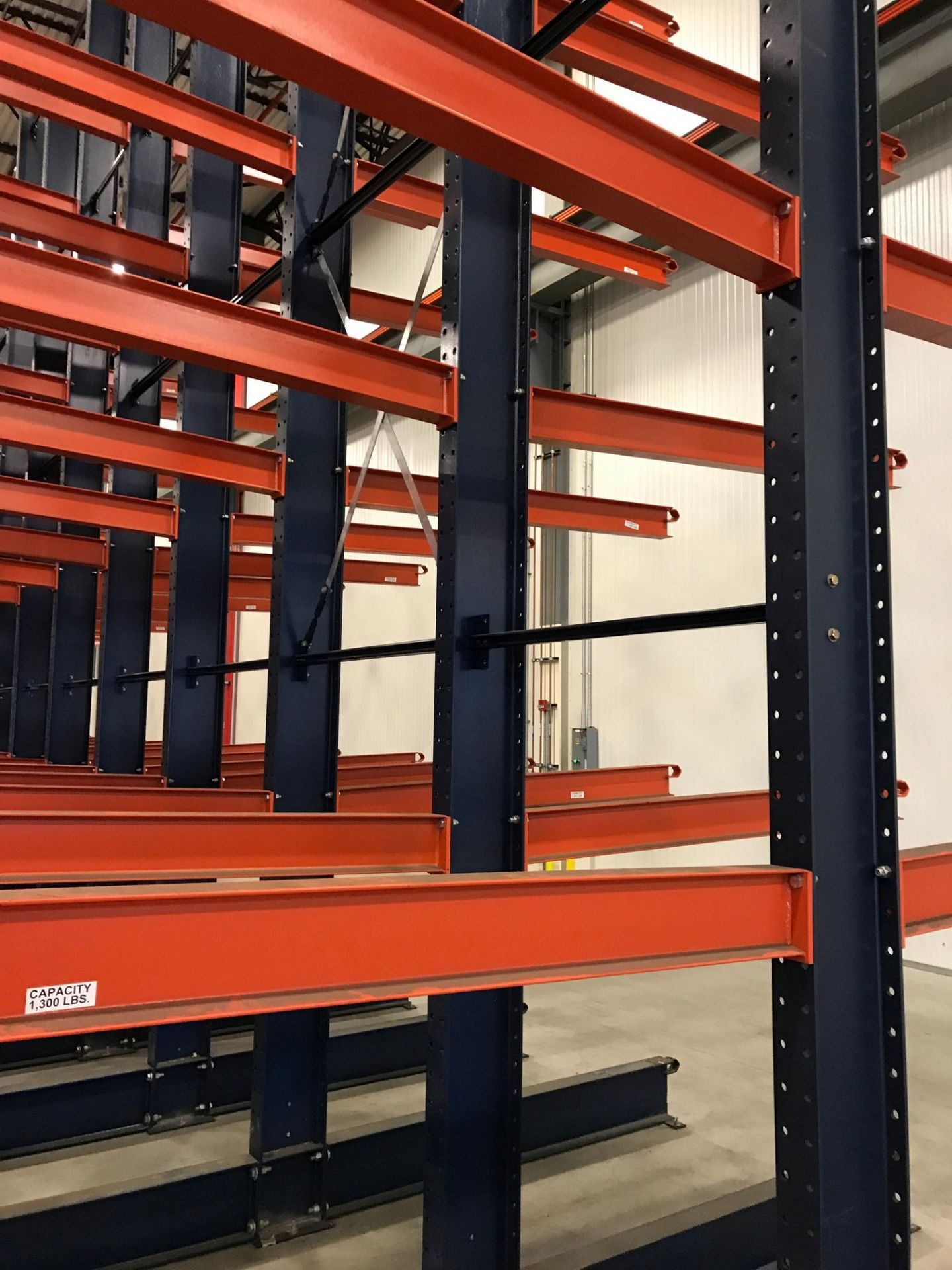 SECTIONS 72" ARM X 48" WIDE X 276" HIGH DOUBLE SIDED CANTILEVER RACK, 1,300 LB. CAPACITY PER ARM ** - Image 3 of 11