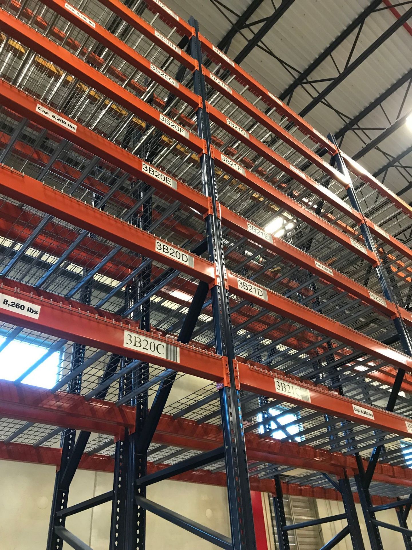 SECTIONS 108" LONG X 42" WIDE X 288" HIGH TEARDROP TYPE ADJUSTABLE BEAM PALLET RACK WITH WIRE - Image 4 of 7