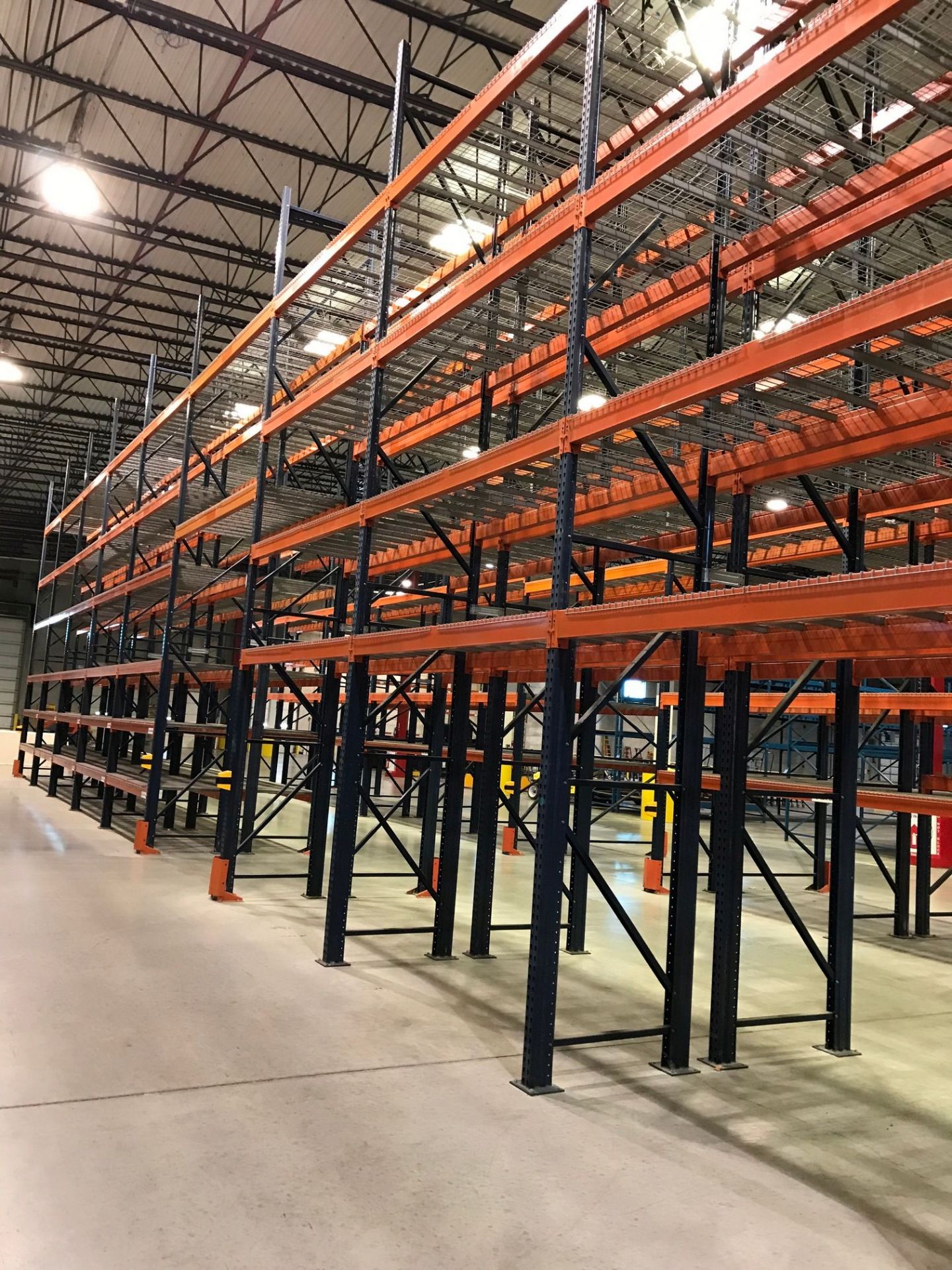 SECTIONS 60" X 108" X 288" TEARDROP TYPE ADJUSTABLE BEAM PALLET RACK WITH WIRE DECKING, 6" HIGH - Image 9 of 14