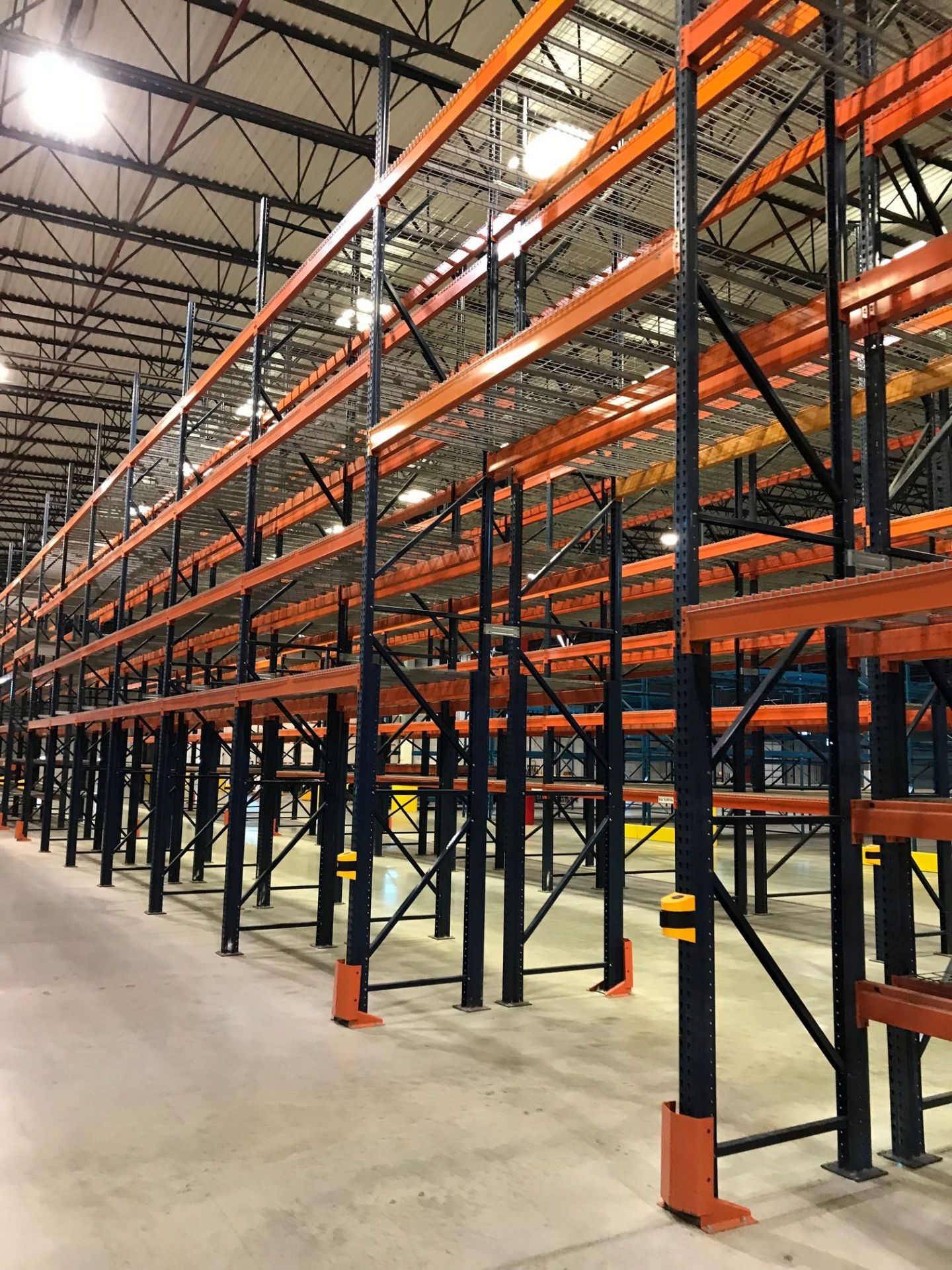 SECTIONS 60" X 108" X 288" TEARDROP TYPE ADJUSTABLE BEAM PALLET RACK WITH WIRE DECKING, 6" HIGH - Image 7 of 14