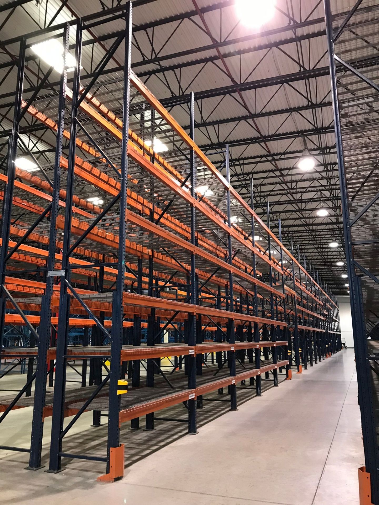 SECTIONS 60" X 108" X 288" TEARDROP TYPE ADJUSTABLE BEAM PALLET RACK WITH WIRE DECKING, 6" HIGH - Image 13 of 14