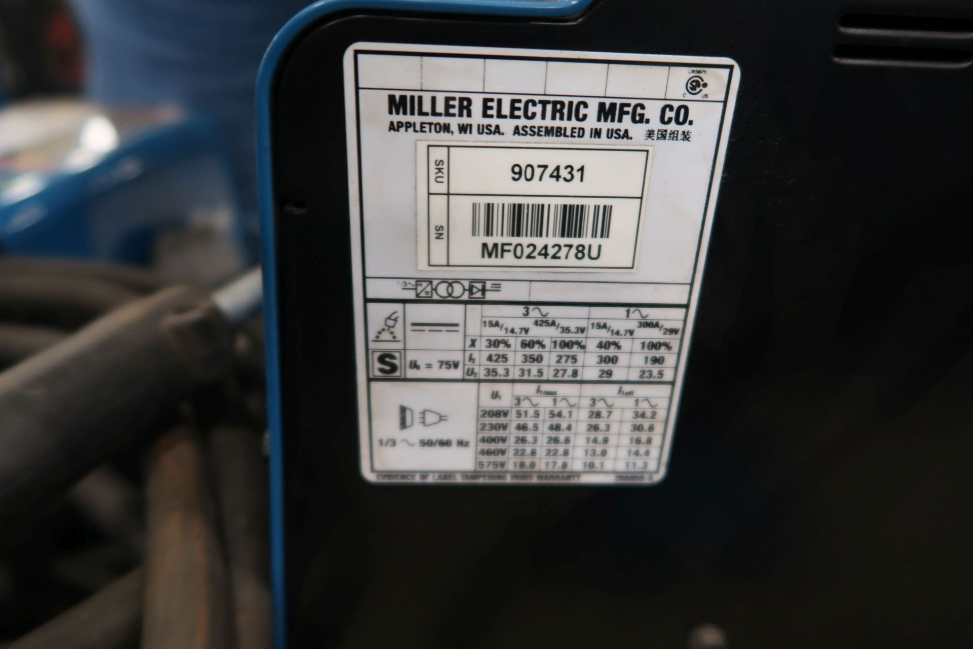 350 AMP MILLER INVISION 352 MPA WELDER WITH MILLER S-74 MPA PLUS WIRE FEEDER; FA 70063-07 - Image 4 of 4