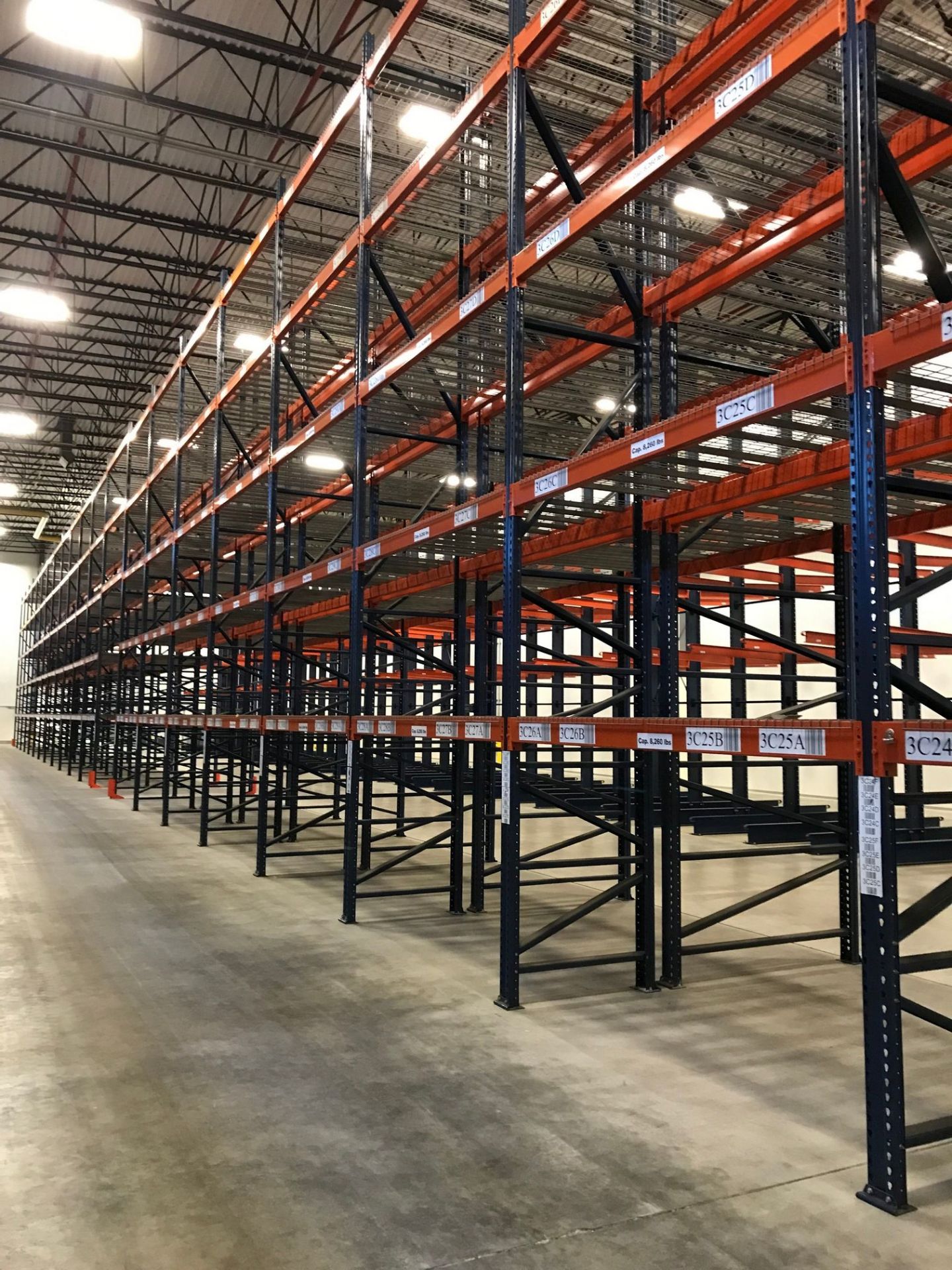 SECTIONS 108" LONG X 42" WIDE X 288" HIGH TEARDROP TYPE ADJUSTABLE BEAM PALLET RACK WITH WIRE - Image 6 of 8