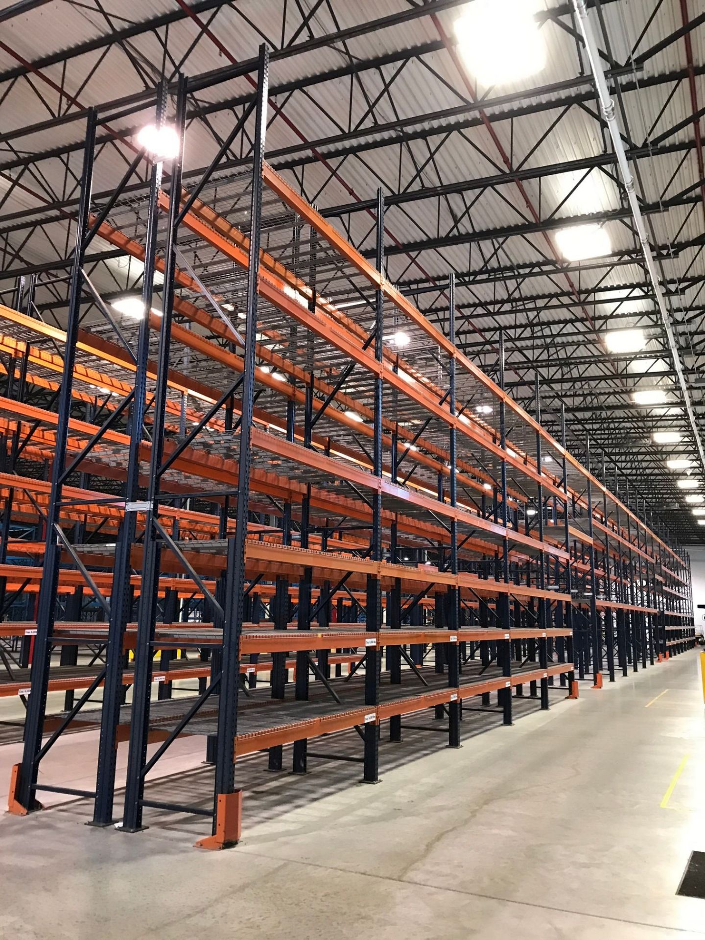 SECTIONS 60" X 108" X 288" TEARDROP TYPE ADJUSTABLE BEAM PALLET RACK WITH WIRE DECKING, 6" HIGH - Image 11 of 11