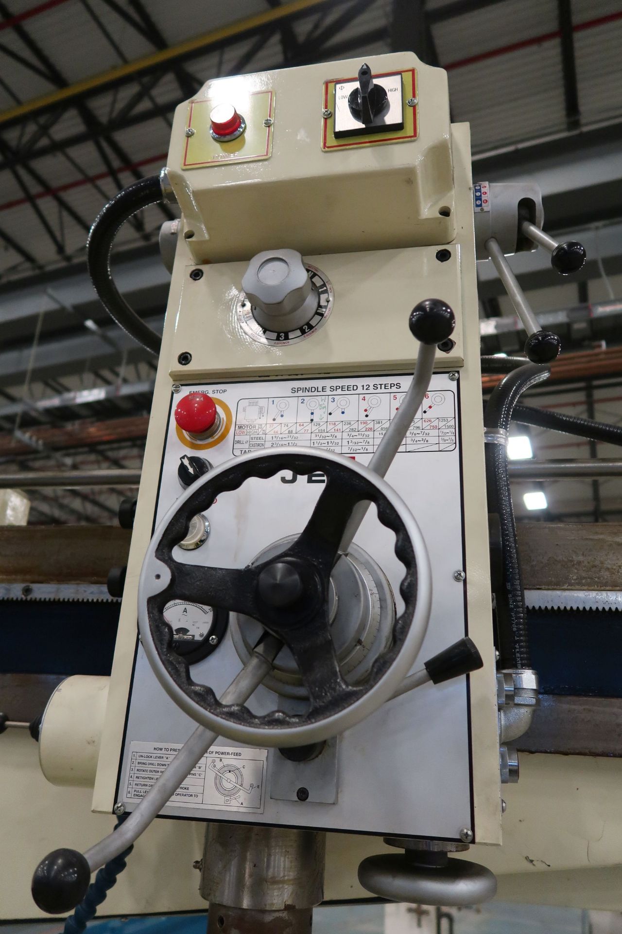 11" COLUMN X 48" ARM JET MODEL J123OR TRACK MOUNTED RADIAL ARM DRILL; S/N 1309124, 42' TRACK LENGHT, - Image 5 of 11