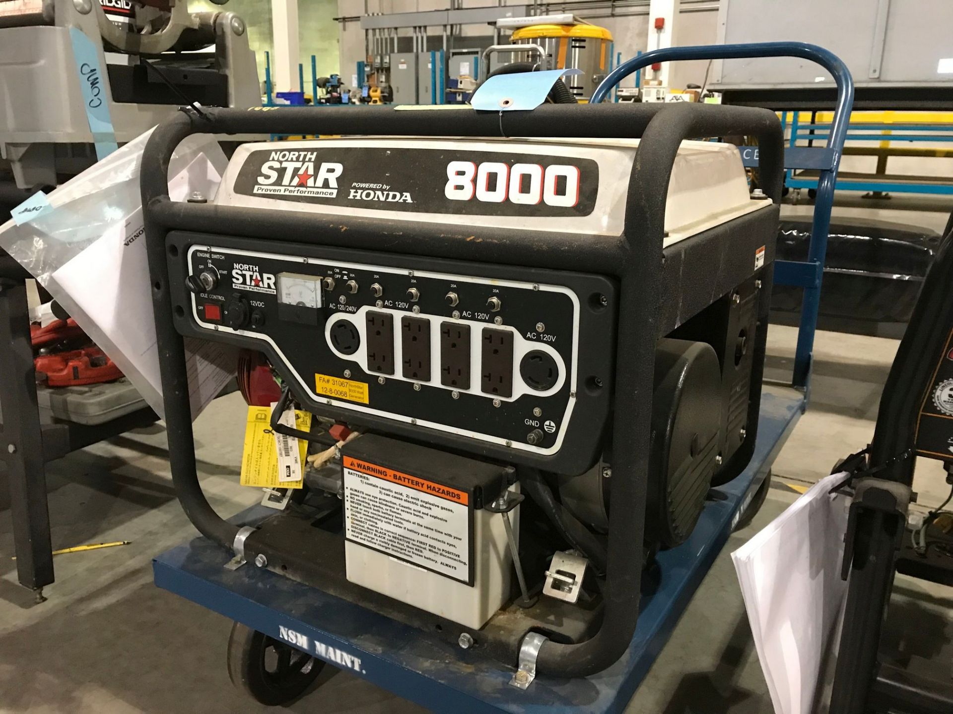 8,000 AMP NORTH STAR 8000 GASOLINE POWERED GENERATOR, HONDA MOTOR; FA 31067