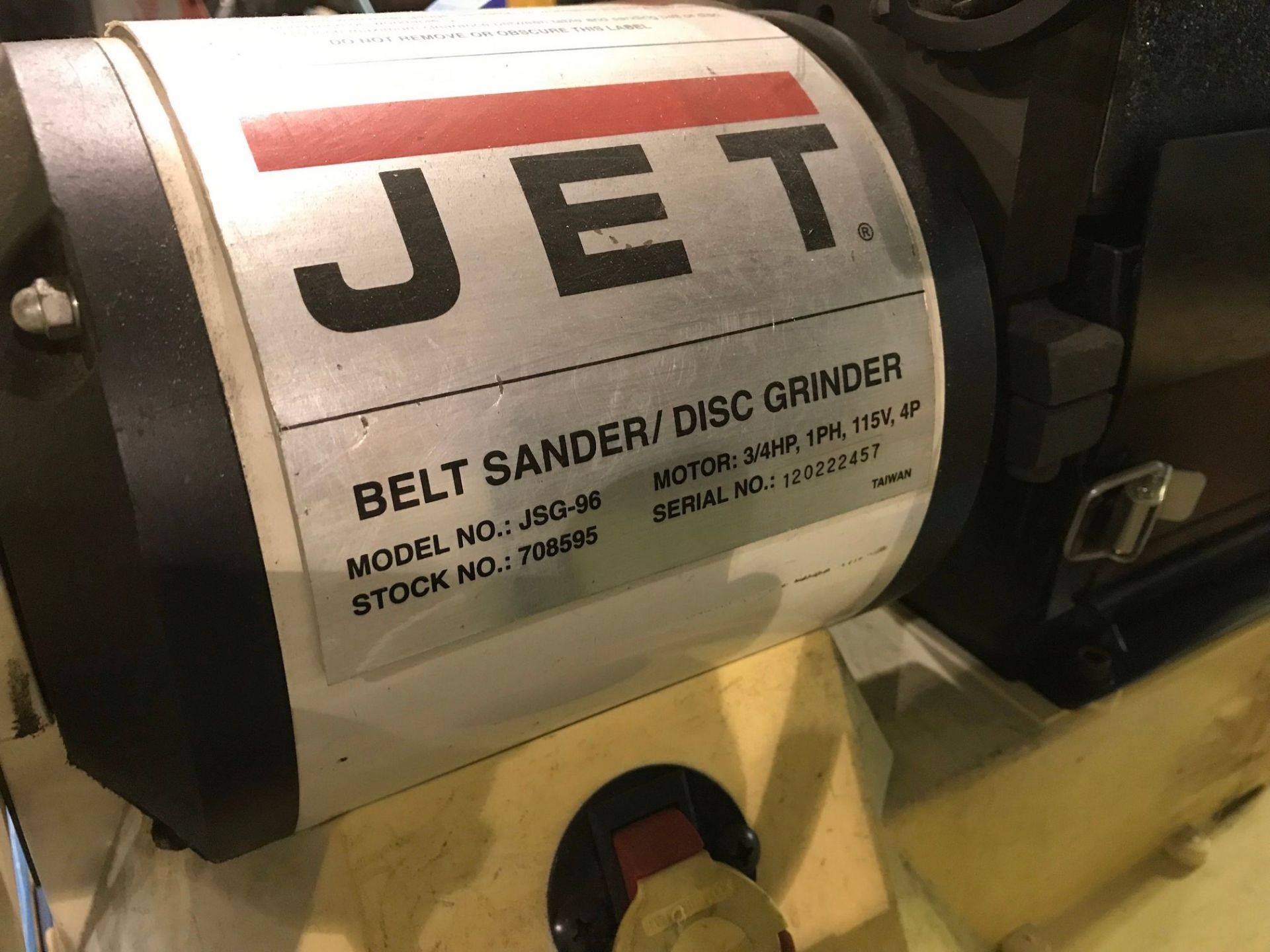 6" BELT / 9" DIAMETER JET BELT SANDER / DISC GRINDER - Image 3 of 4