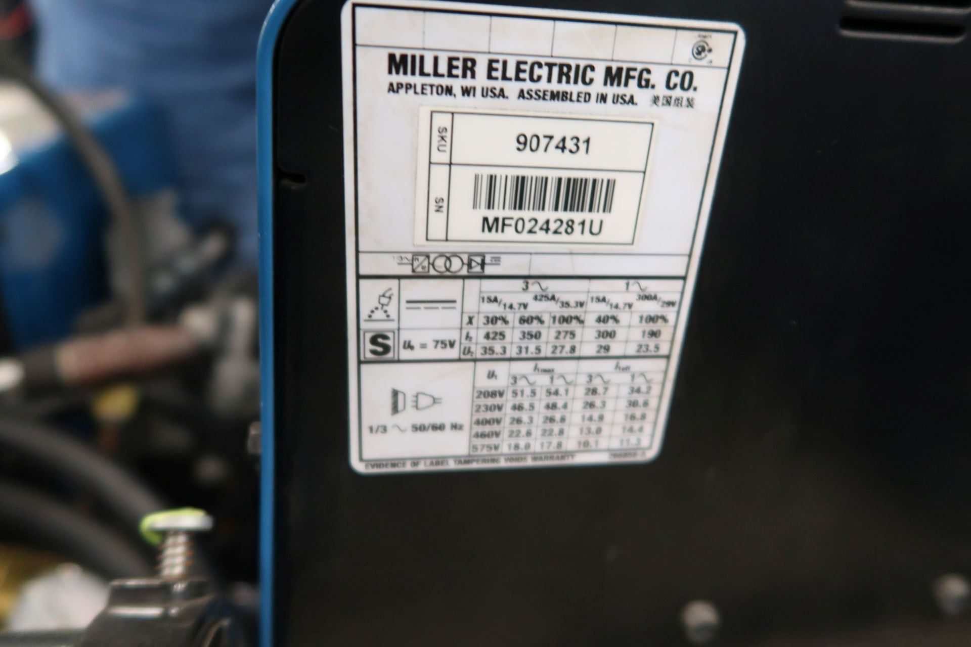 350 AMP MILLER INVISION 352 MPA WELDER WITH MILLER S-74 MPA PLUS WIRE FEEDER; FA 70063-08 - Image 4 of 4