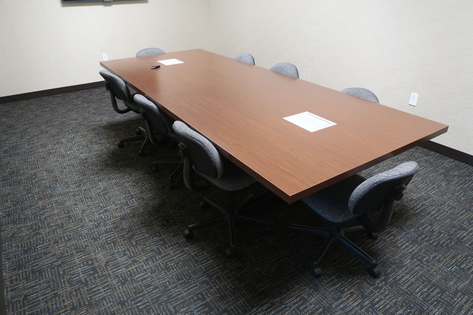 (LOT) CONTENTS OFFICE; 4' X 10' CONFERENCE TABLE, (8) CHAIRS, 54" SONY TV **NOTHING AFFIXED**