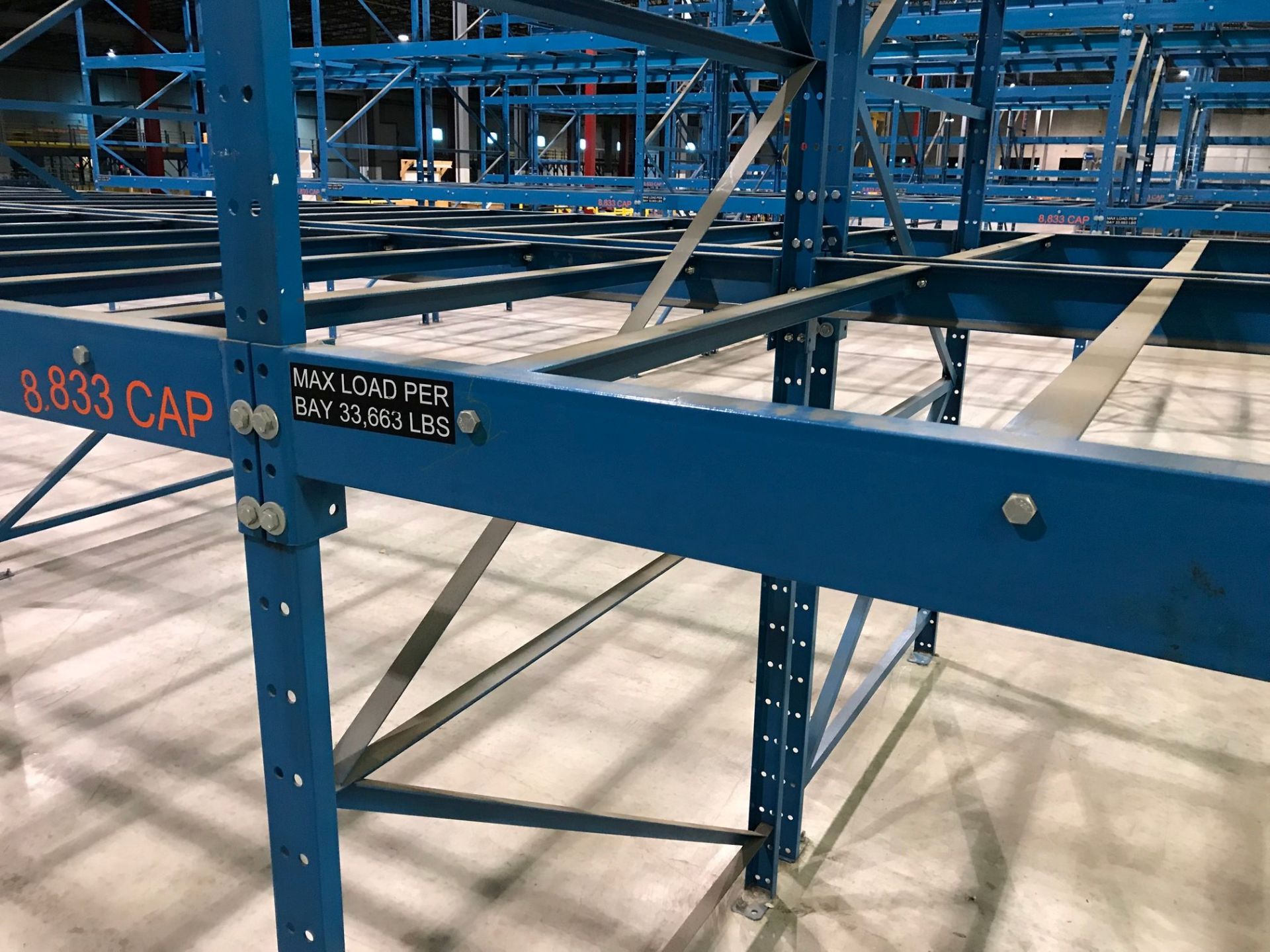 SECTIONS 144" X 60" X 192" BOLT TOGETHER TYPE ADJUSTABLE BEAM PALLET RACK WITH SHELF SUPPORTS ** - Image 3 of 4