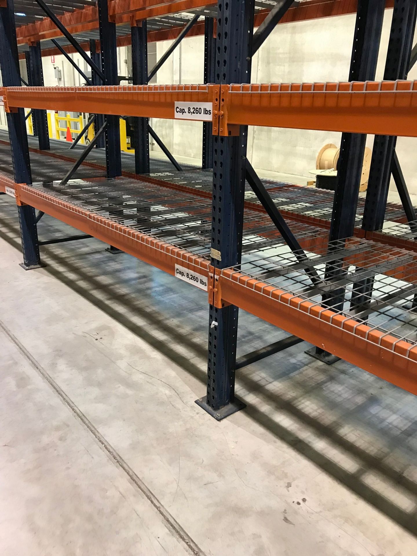 SECTIONS 60" X 108" X 288" TEARDROP TYPE ADJUSTABLE BEAM PALLET RACK WITH WIRE DECKING, 6" HIGH - Image 16 of 16