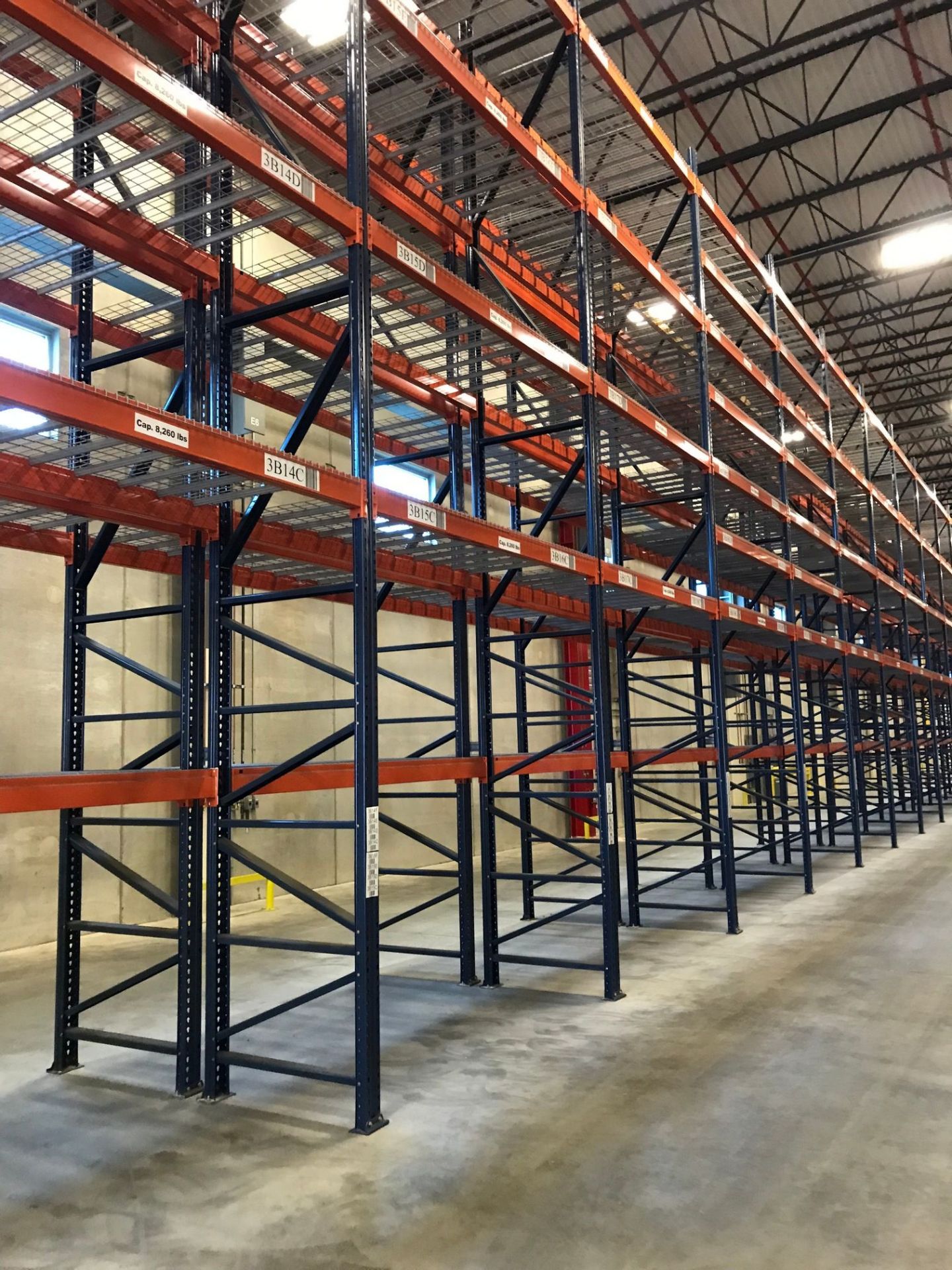 SECTIONS 108" LONG X 42" WIDE X 288" HIGH TEARDROP TYPE ADJUSTABLE BEAM PALLET RACK WITH WIRE - Image 2 of 7