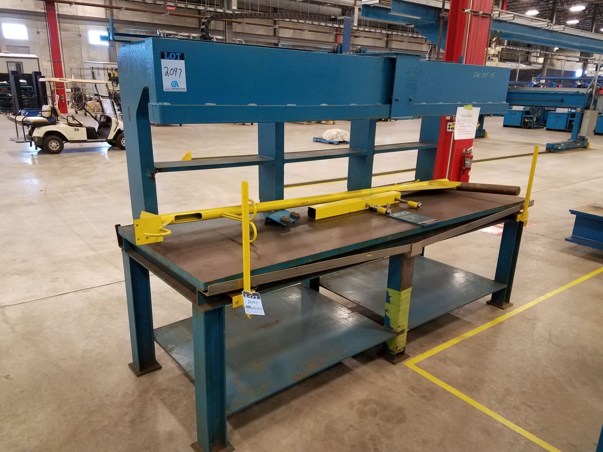 110" X 39" HEAVY DUTY STEEL WELDING TABLE WITH (2) BOOMS; FA 70034-03