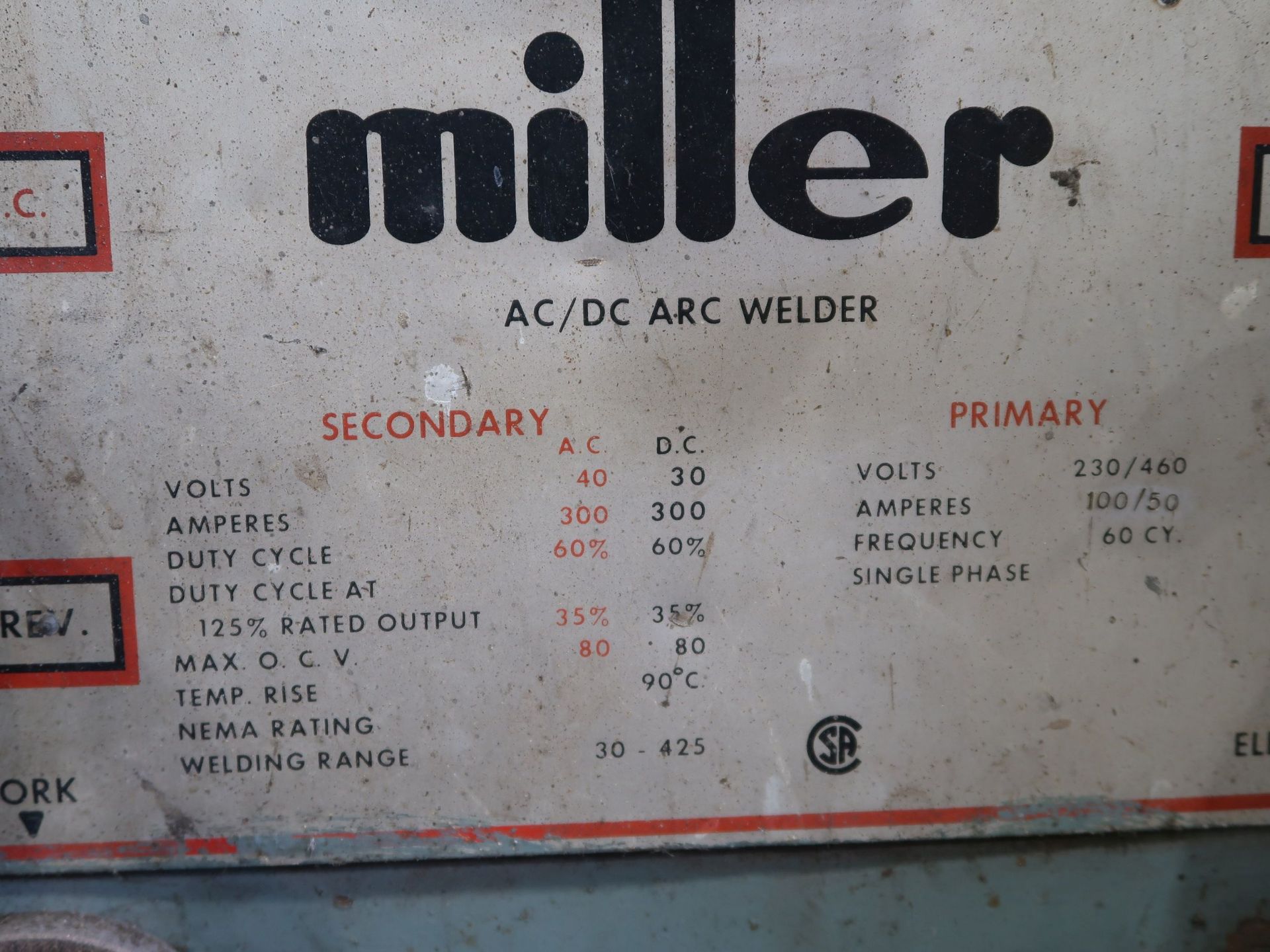 MILLER MODEL MD-300 WELDING POWER SUPPLY - Image 3 of 3