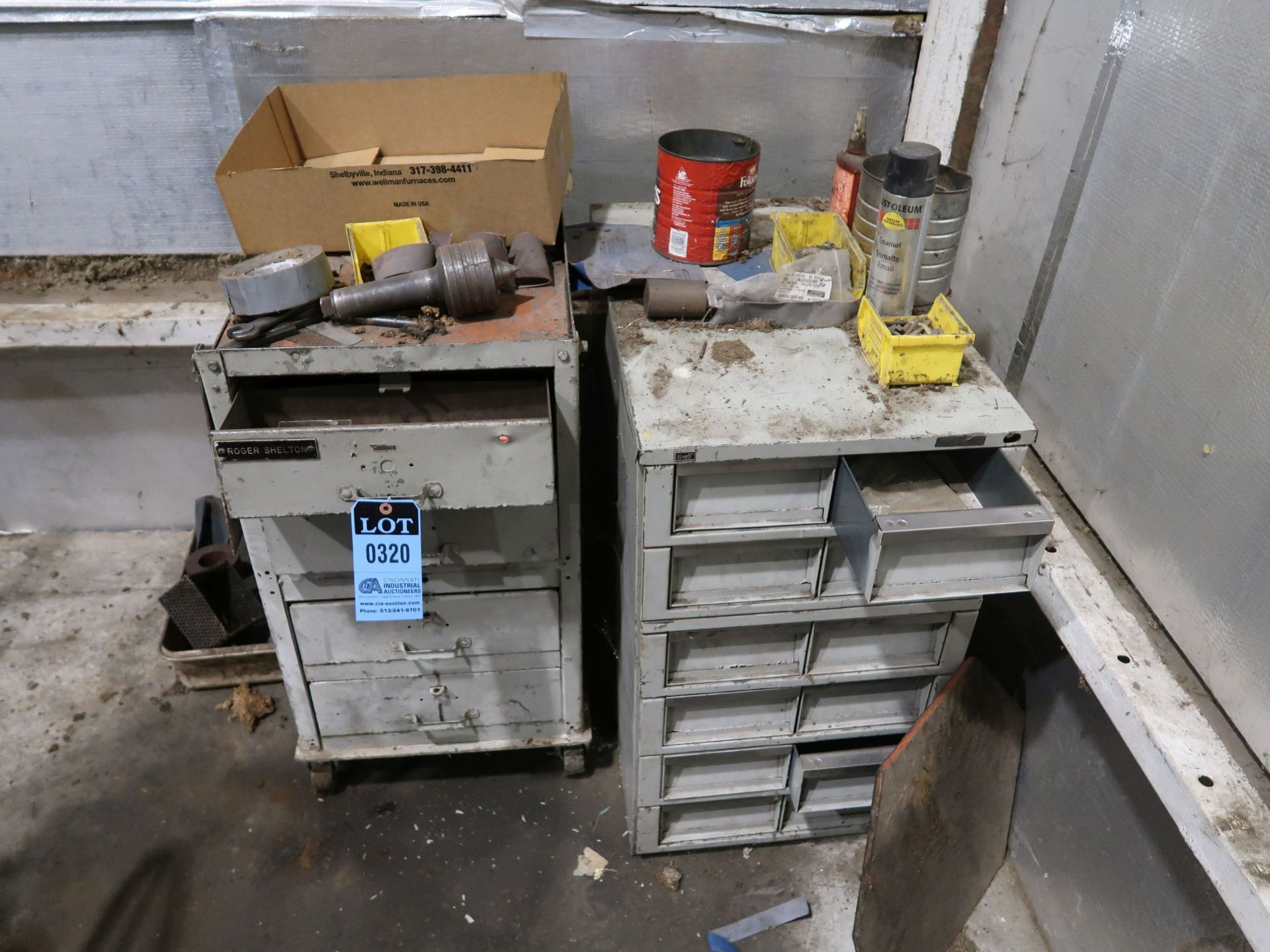(LOT) (2) CABINETS W/ MISC. LATHE TOOLING