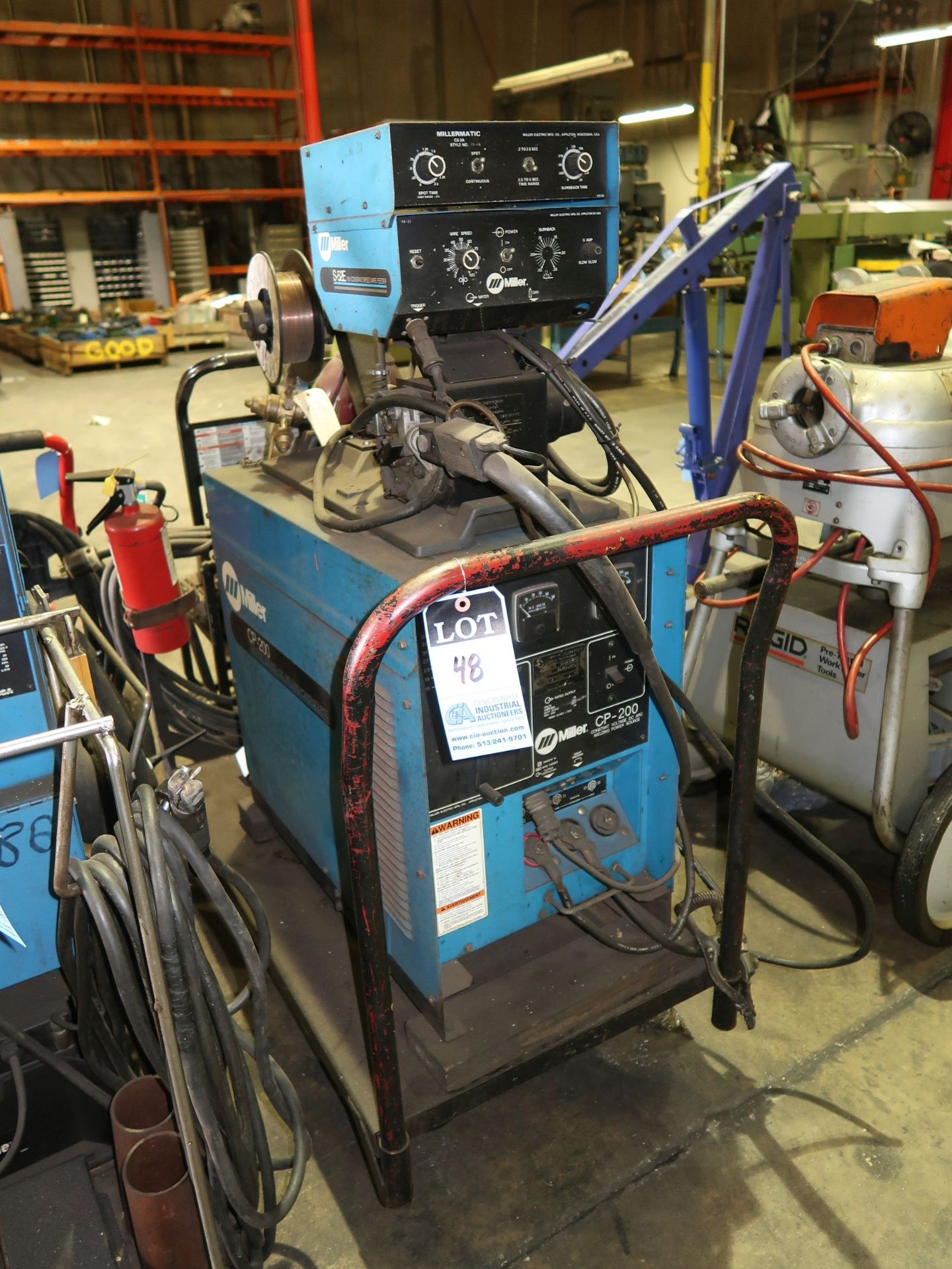 200 AMP MILLER CP-200 WELDER WITH MILLER S-52E WIRE FEEDER; S/N KAS34383