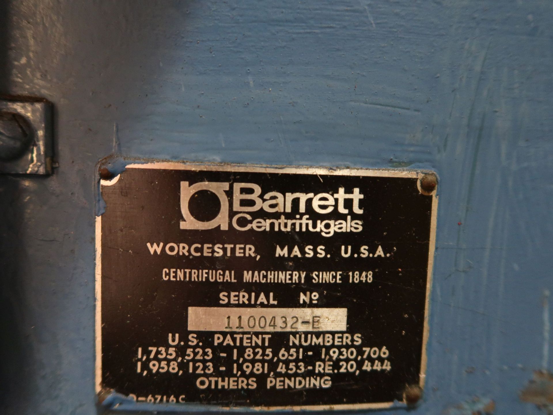 36" BARRETT CENTRIFUGALS CENTRIFUGE CHIP WRINGER / DRYER - Image 3 of 3