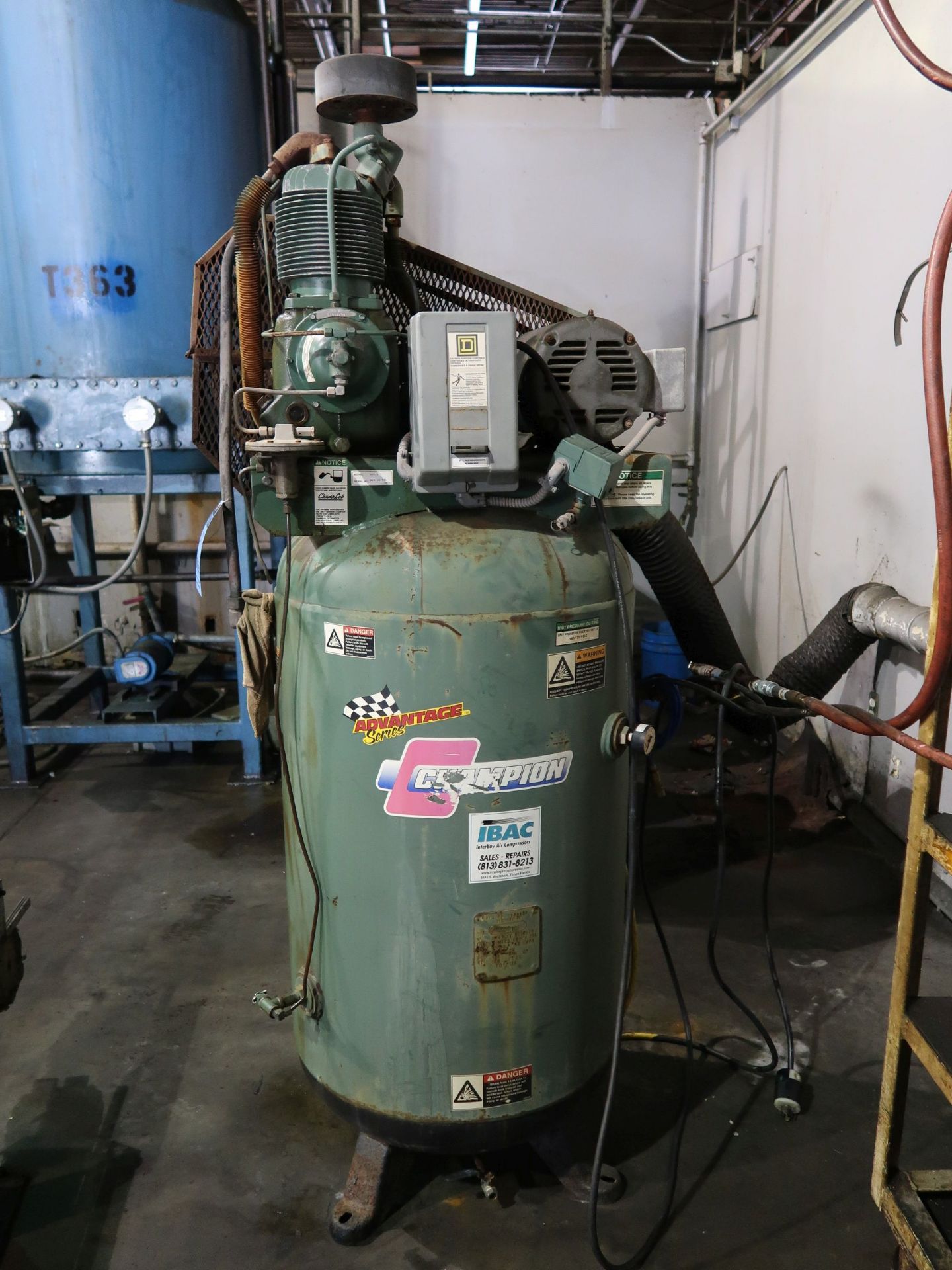 5 HP CHAMPION MODEL VR5-8 VERTICAL TANK AIR COMPRESSOR; S/N R1S-167941 - Image 2 of 2