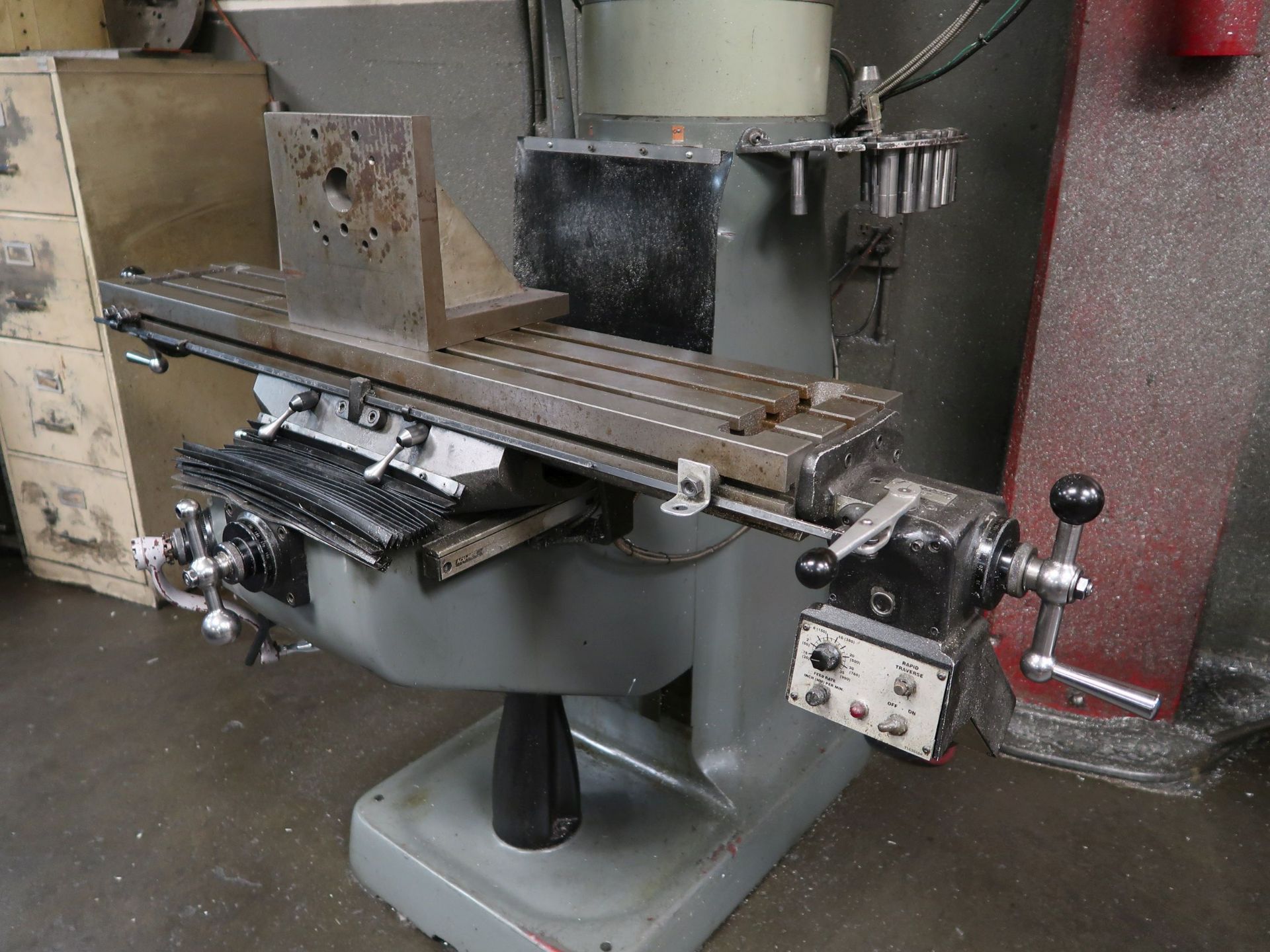 2 HP BRIDGEPORT VERTICAL MILLING MACHINE; S/N HDNG0114, SPINDLE SEEP 60-4,200 RPM, 9" X 42" POWER - Image 6 of 7