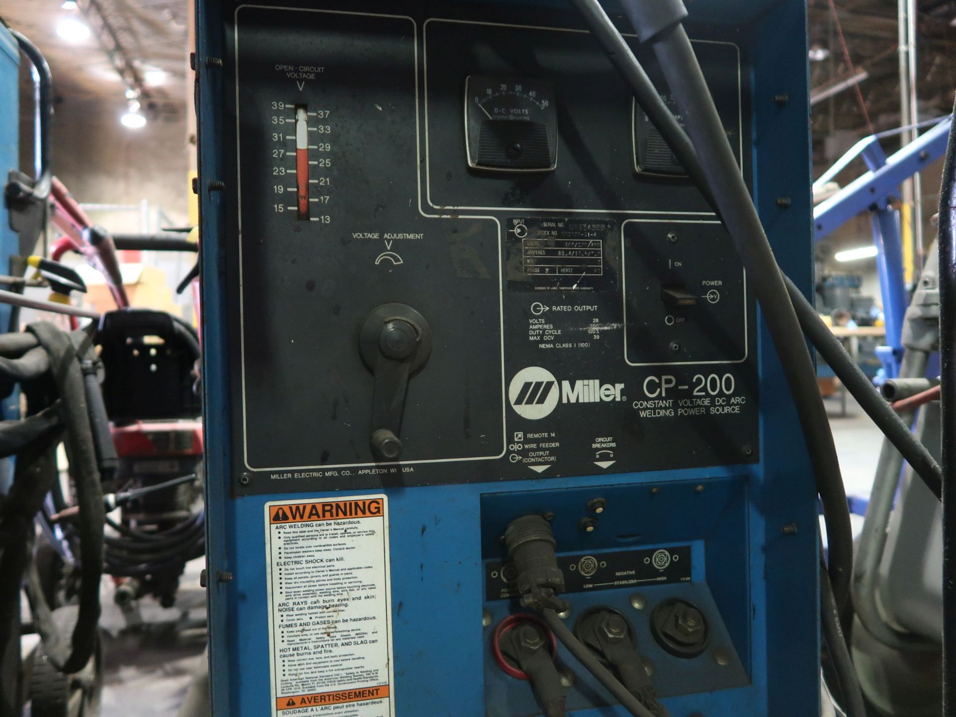 200 AMP MILLER CP-200 WELDER WITH MILLER S-52E WIRE FEEDER; S/N KAS34383 - Image 3 of 4