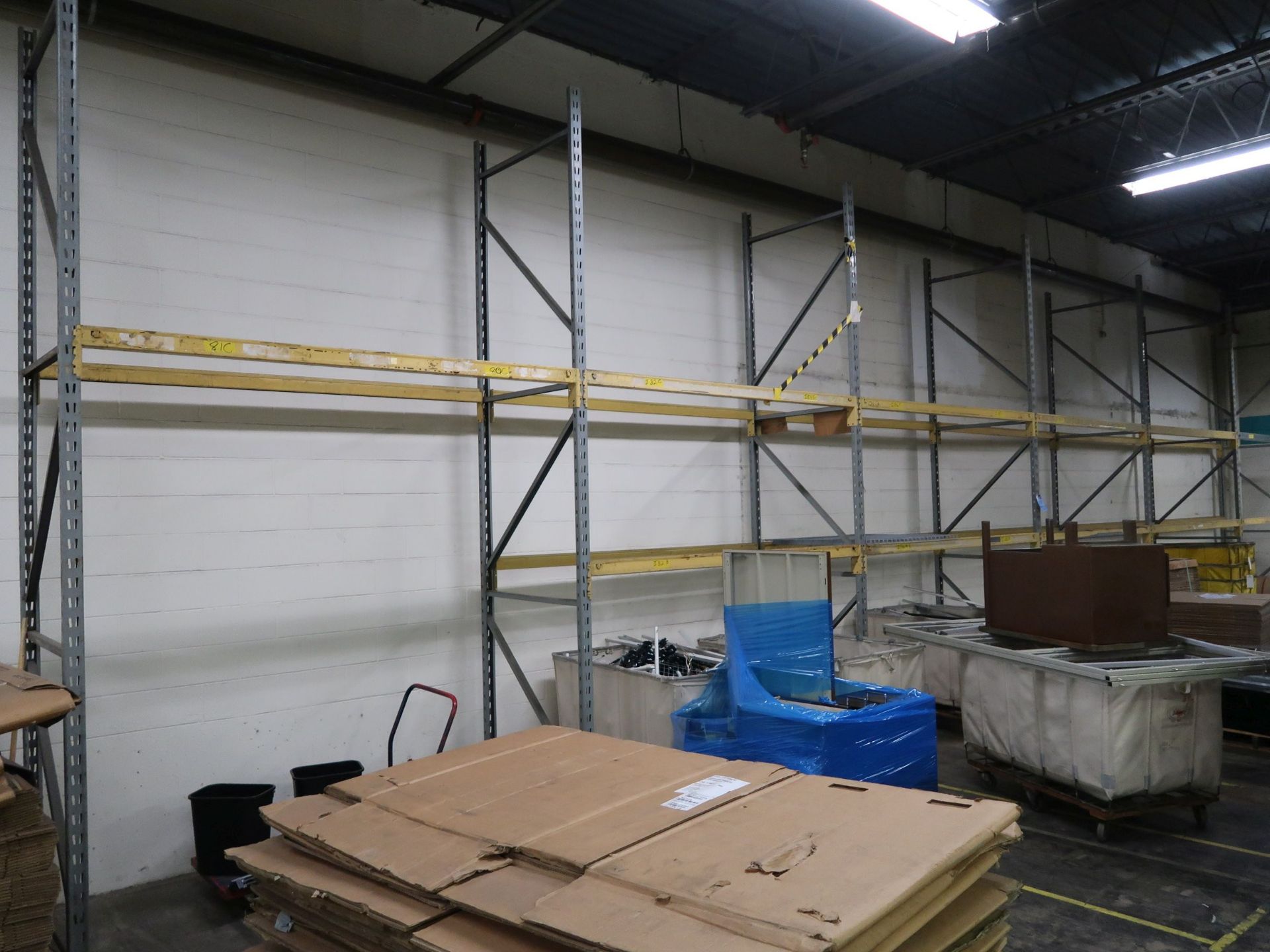 SECTIONS 96" X 42" X 168" ADJUSTABLE BEAM PALLET RACK; (12) 42" X 168" UPRIGHTS, (34) 96"