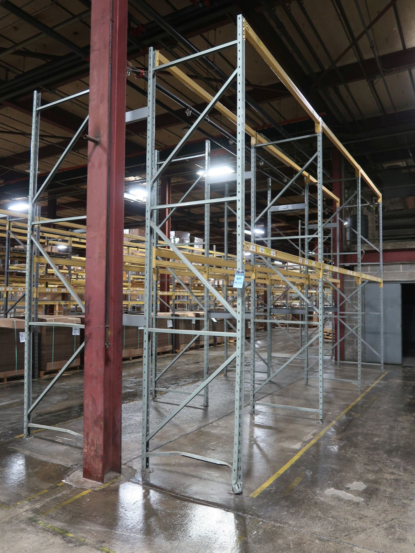SECTIONS 96" X 42" X 168" ADJUSTABLE BEAM PALLET RACK; (16) 42" X 168" UPRIGHTS, (44) 96" X 3"